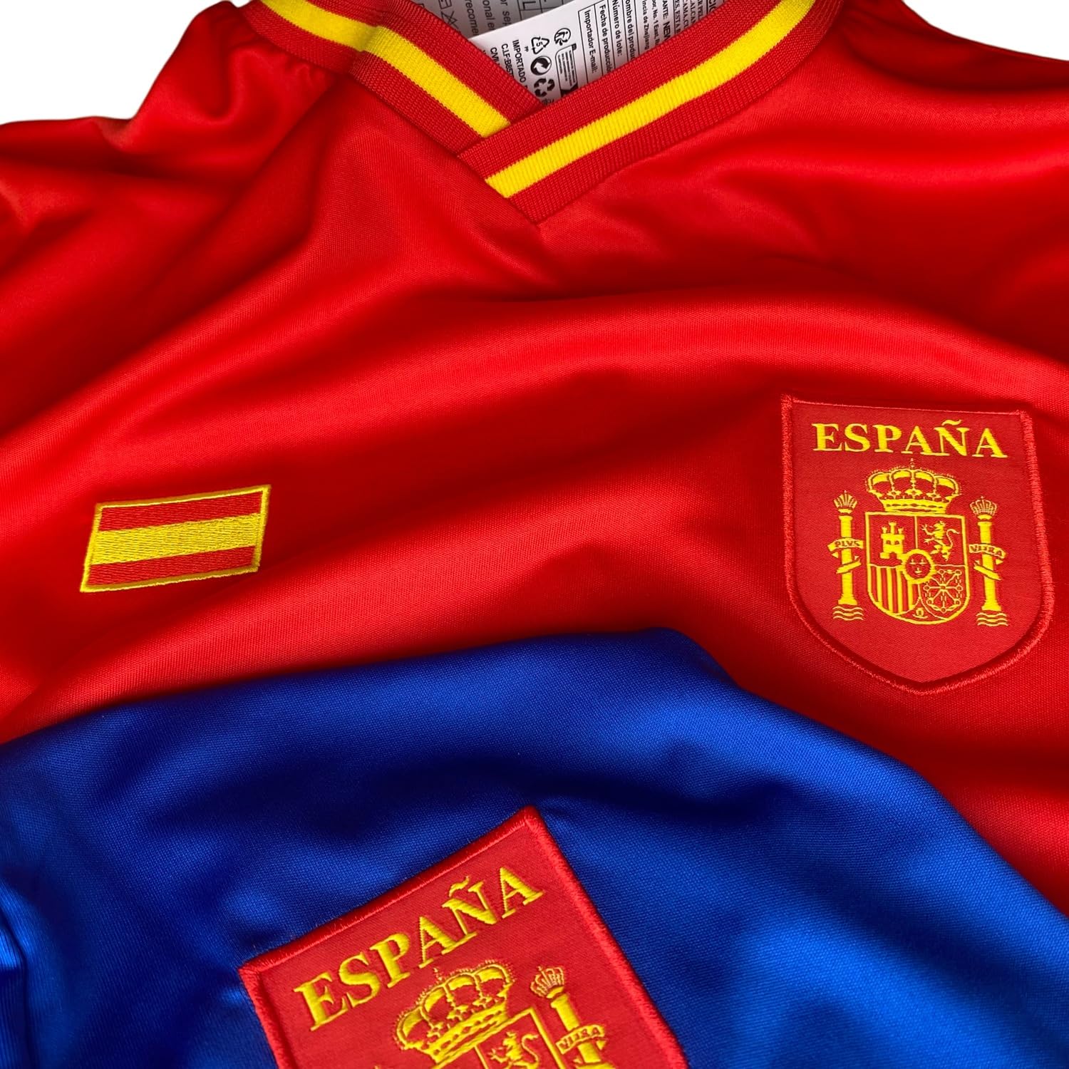 Camiseta de Fútbol España Hombre Rojo Amarillo Poliéster Manga Corta Transpirable