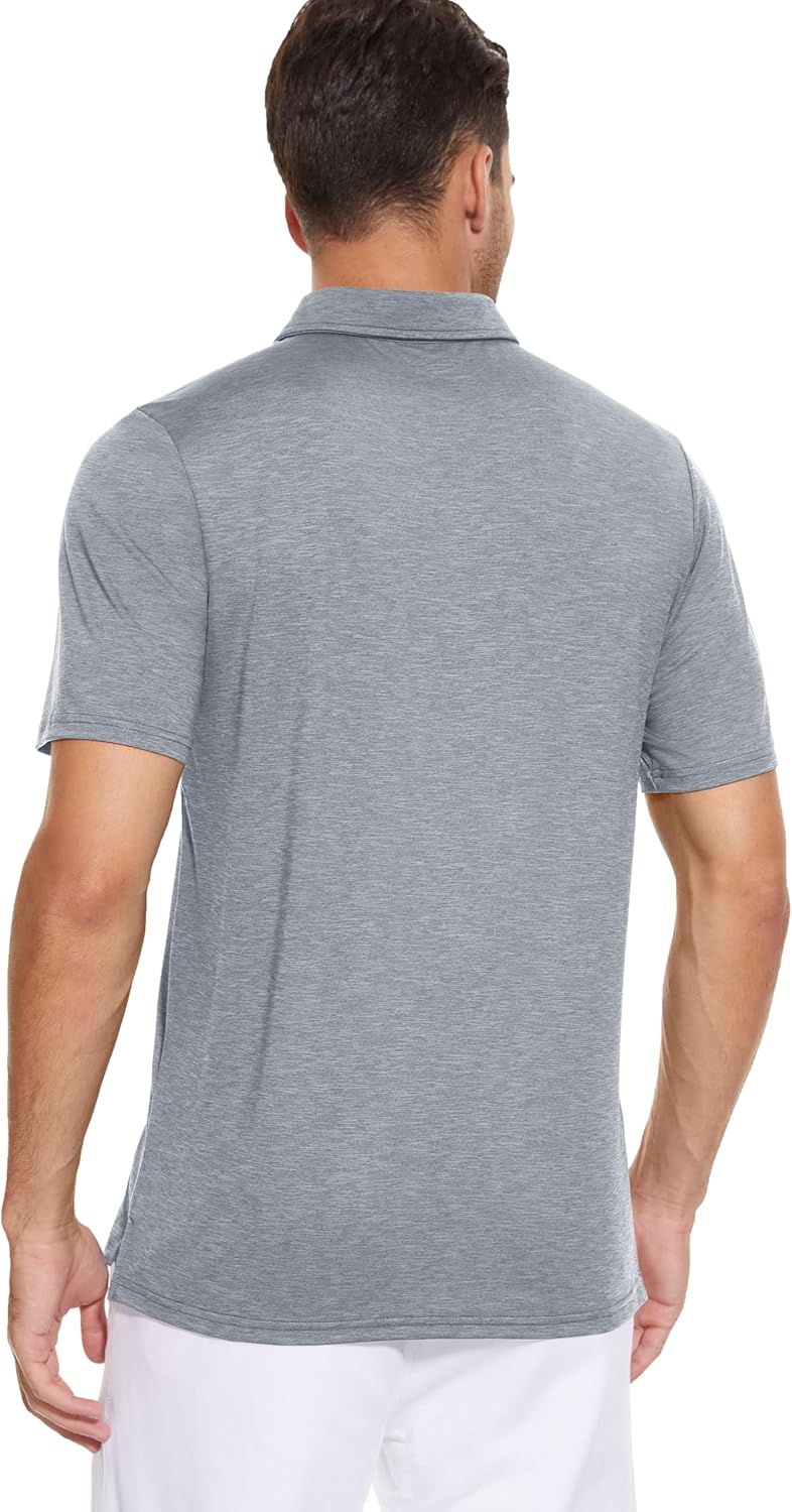 MAGCOMSEN Men's Short Sleeve Polo Golf Shirts 3-Button Moisture Wicking Athletic T-Shirts Casual Collared Shirt