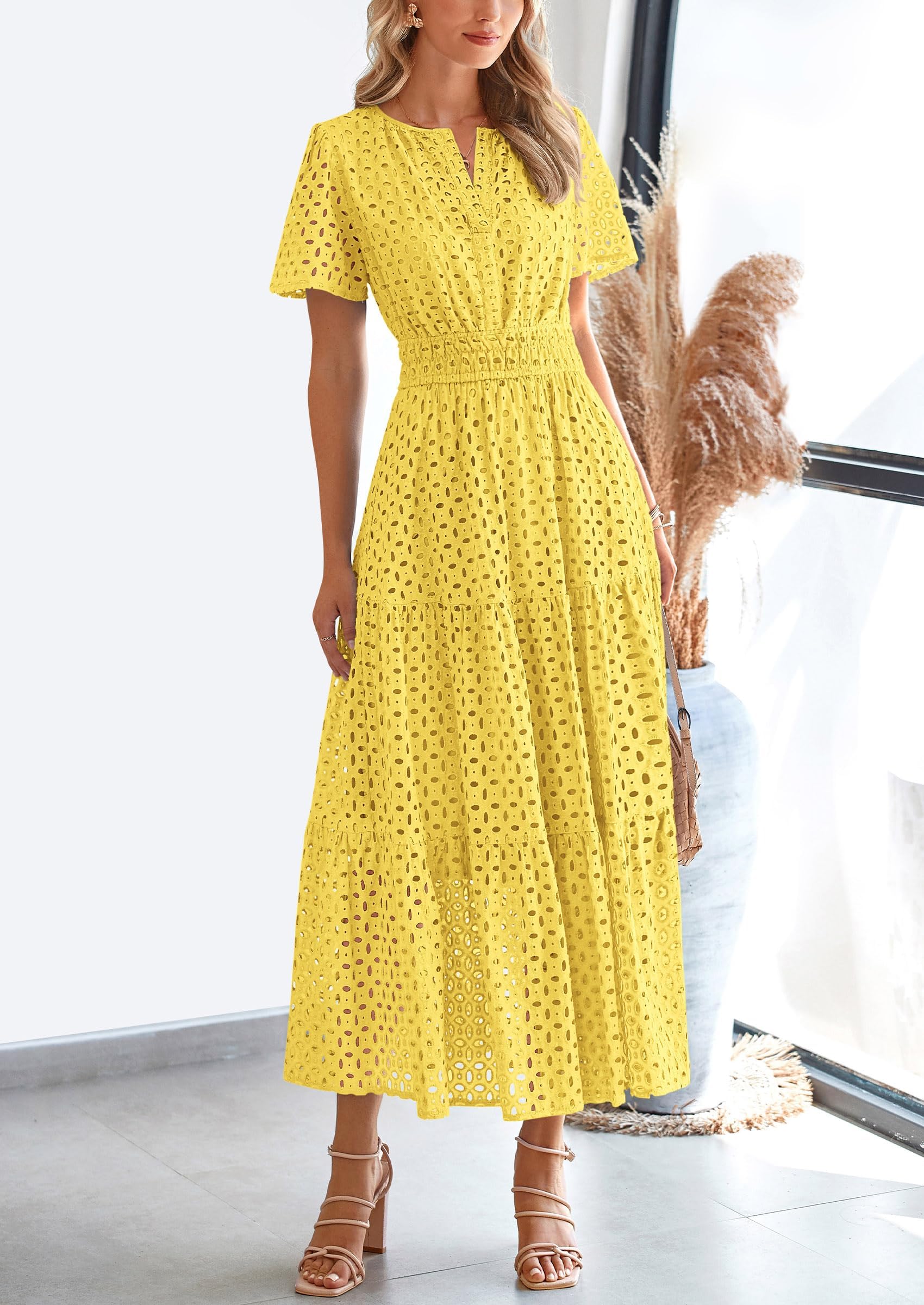 yellow long dress Prom with Appliques Princess Formal Dress PSK194 US4 / Yellow Cloth the gown skims the Size:XL/52 Prom Dress Colors for