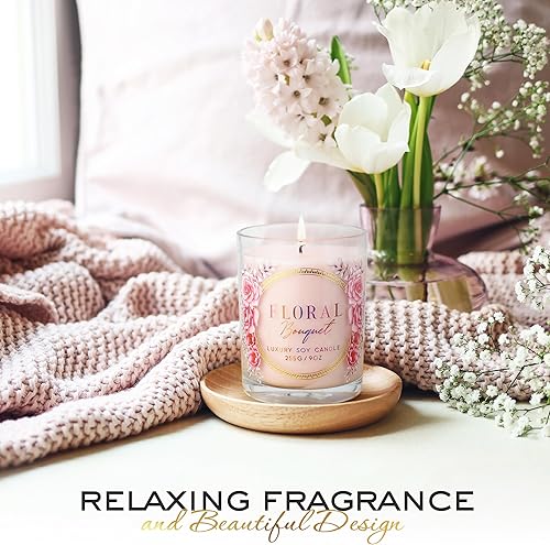 Miniatura 8 de Rose Candle Velas perfumadas de lujo Aroma de ramo floral relajante 10% esencia de rosa para un aroma duradero Vela de soja 100% con mecha de