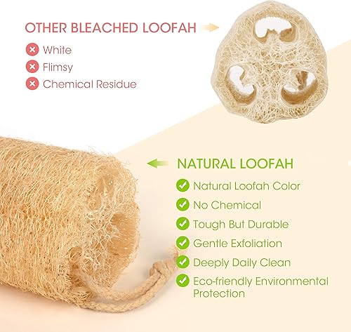 Miniatura 2 de Esponjas de lufa natural, esponja orgánica de luffa para baño, esponja exfoliante de espalda corporal para hombres, mujeres, adultos, spa, belleza,