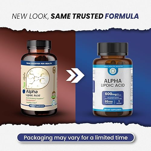 Miniatura 2 de Ácido alfa lipoico 600 mg Suplemento antioxidante de alta potencia para producción de energía, salud celular, apoyo inmunológico, salud de la piel,