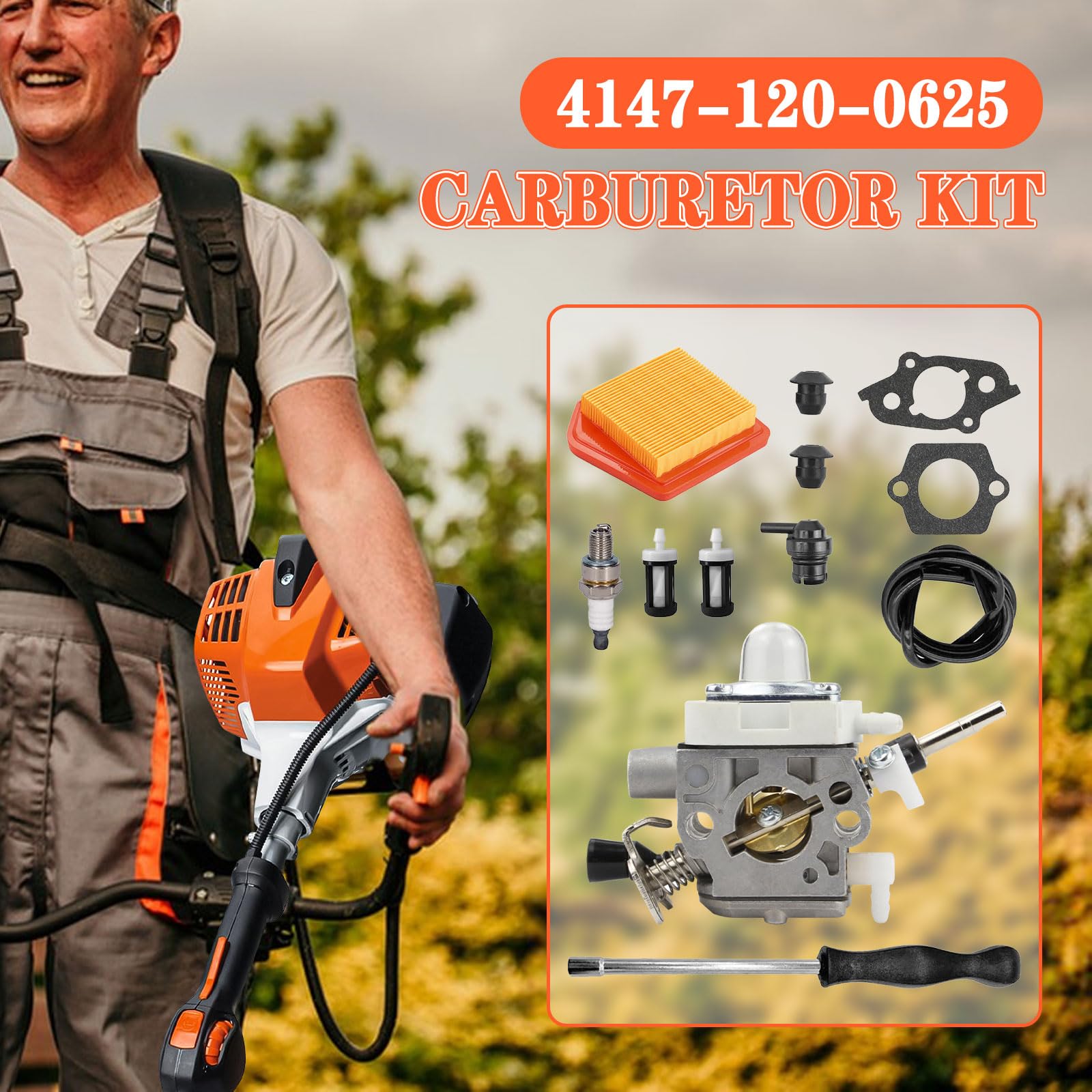 Kit carburateur 4147-120-0625 pour Stihl FS240 FS260C avec filtre à air 4147 141 0300