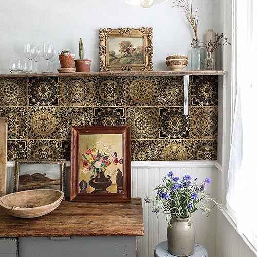 Miniatura 2 de Lukery Azulejos de despegar y pegar, impermeables, para azulejos de cocina, azulejos autoadhesivos, azulejos de PVC, azulejos de pared, azulejos de