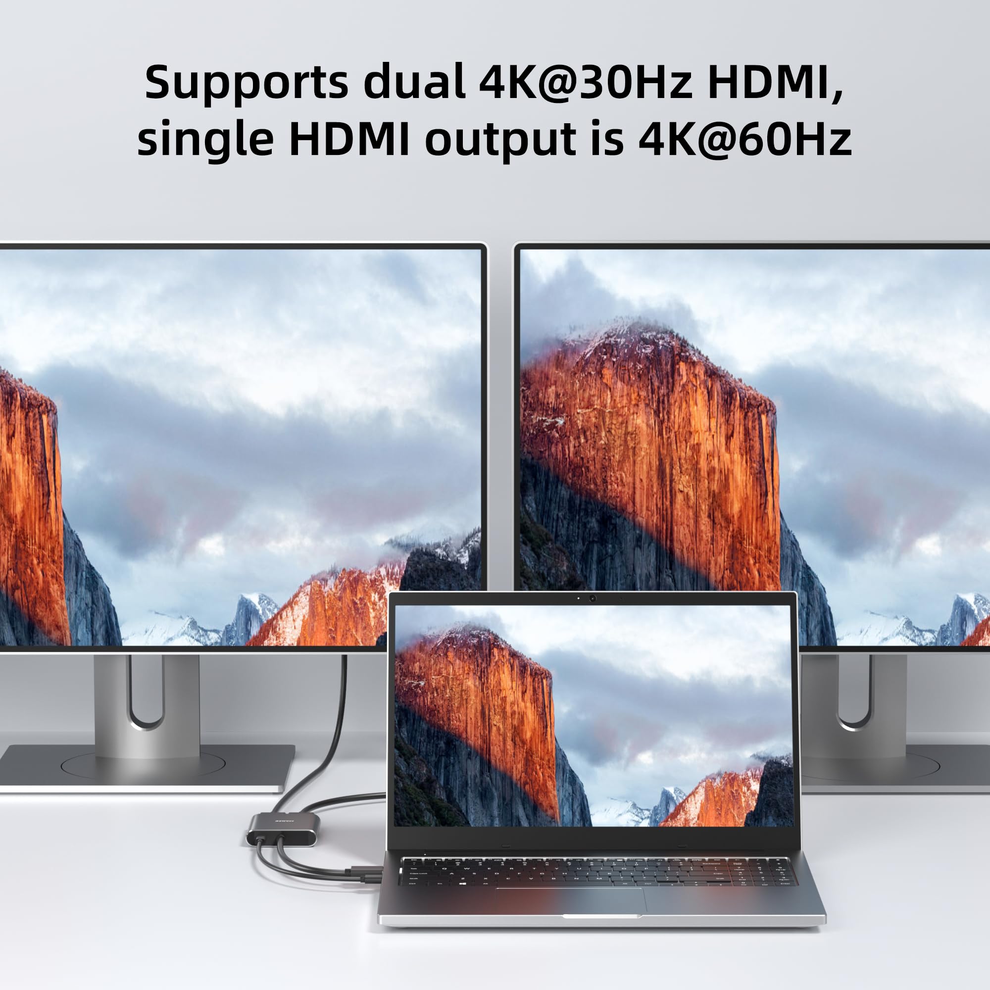 Adaptador DisplayPort 4K a 60Hz a HDMI dual, puerto de pantalla a 2 divisores HDMI, divisor de monitor dual MST para computadora, laptop, tarjeta gráfica, PC, Windows