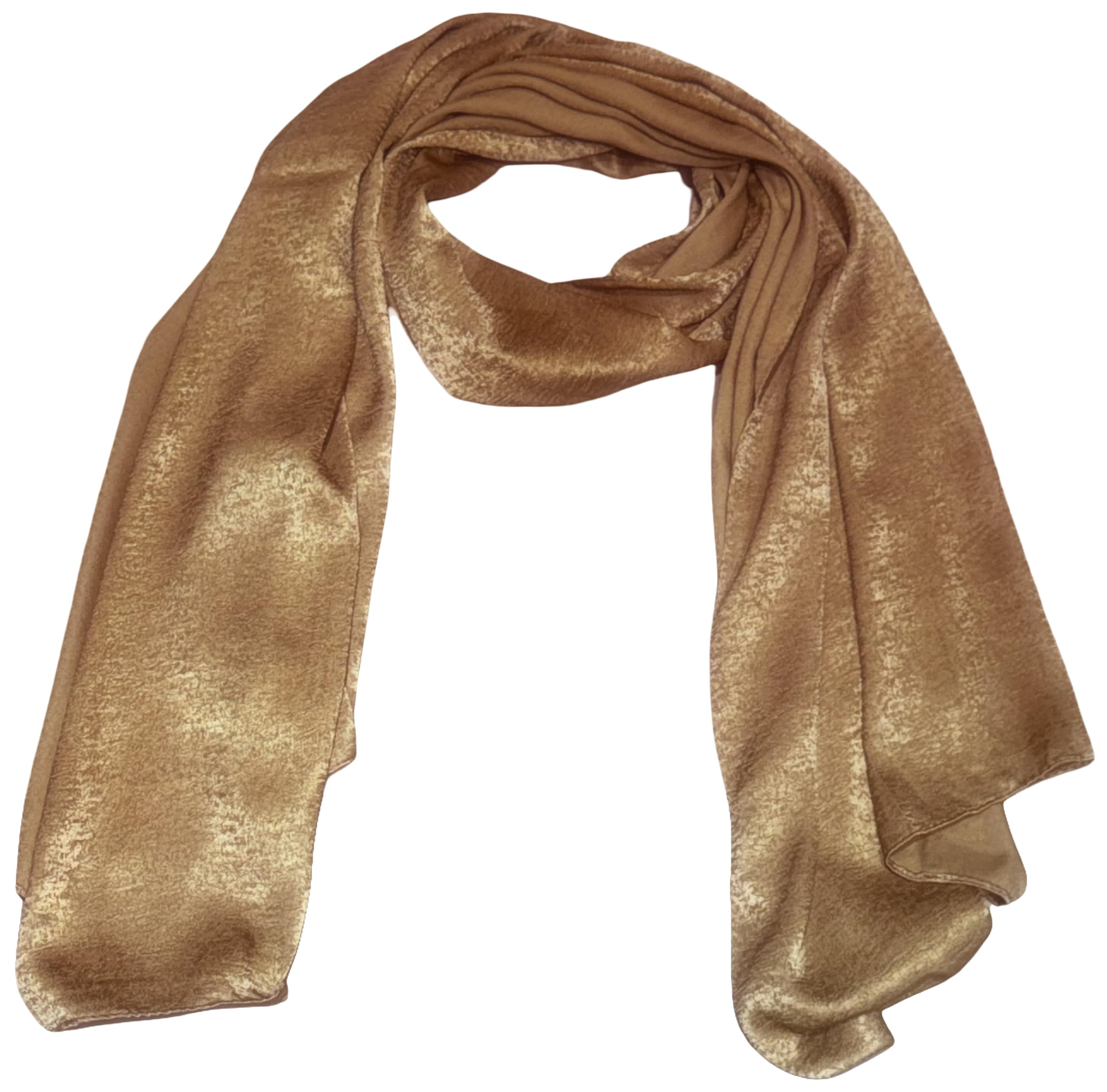 World Of Shawls Women's Gold Luxurious Crushed Velvet Hijab Scarf – Soft Lightweight Shawl For – Elegant Modest Wear, Evening Or Daily Styling, Wedding Or Party Scarf (Gold)