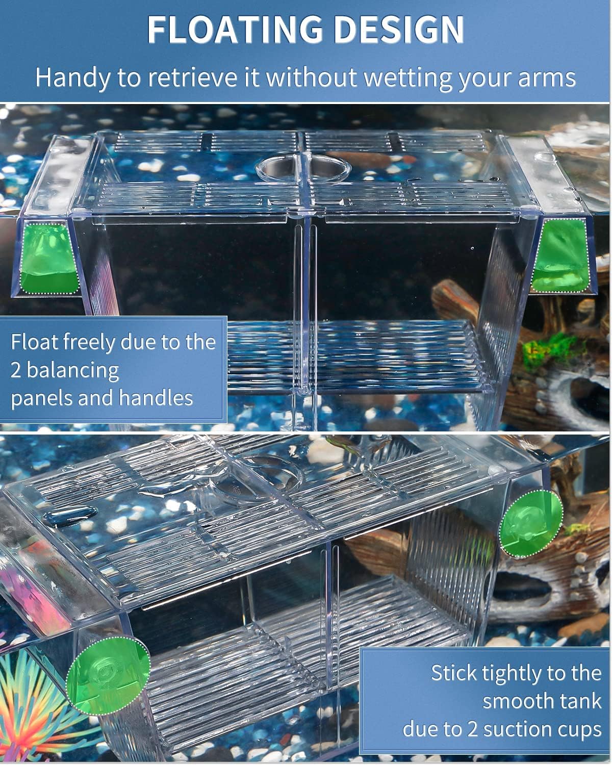 Pawfly Acquario Box per Allevamento Pesci Incubatrice Acrilica Serbatoio con Ventose Medio Box di Isolamento per Avannotti Gamberetti Betta e Guppy