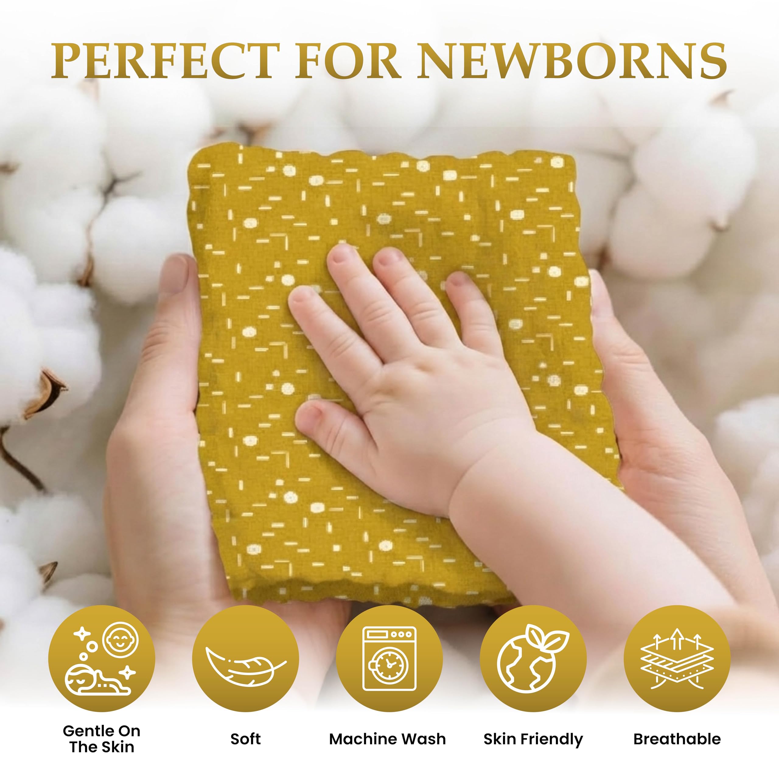 Luxe Dreams Muslin Cloths for Baby Pack of 2 Swaddles Blanket Soft & Breathable 100% Cotton Muslin Squares (115x 115 cm) Burp Cloth for Newborn Baby Boys & Girls - Image 3