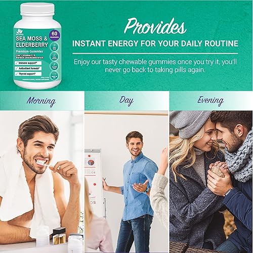 Miniatura 8 de BIO VITALICA Paquete de gomitas de saúco de musgo marino (3 paquetes) y gomitas de saúco de musgo marino (1 paquete) BioVitalica