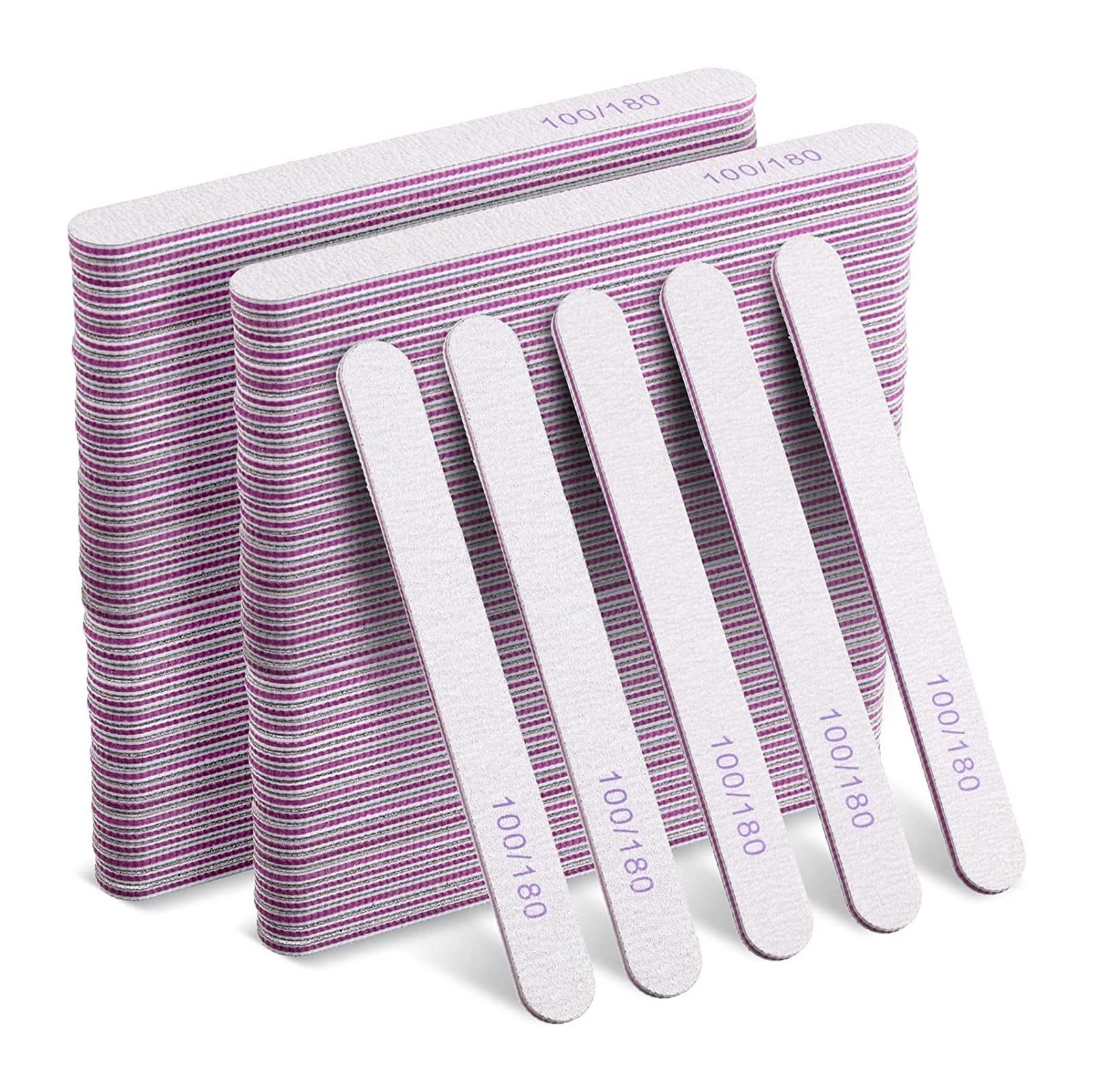 TRUSTTWO 50 Piezas de Herramientas de uñas Personalizadas, limas de uñas de Tablero de esmeril, Lima de uñas de Cebra de Grano 100 180 The 03