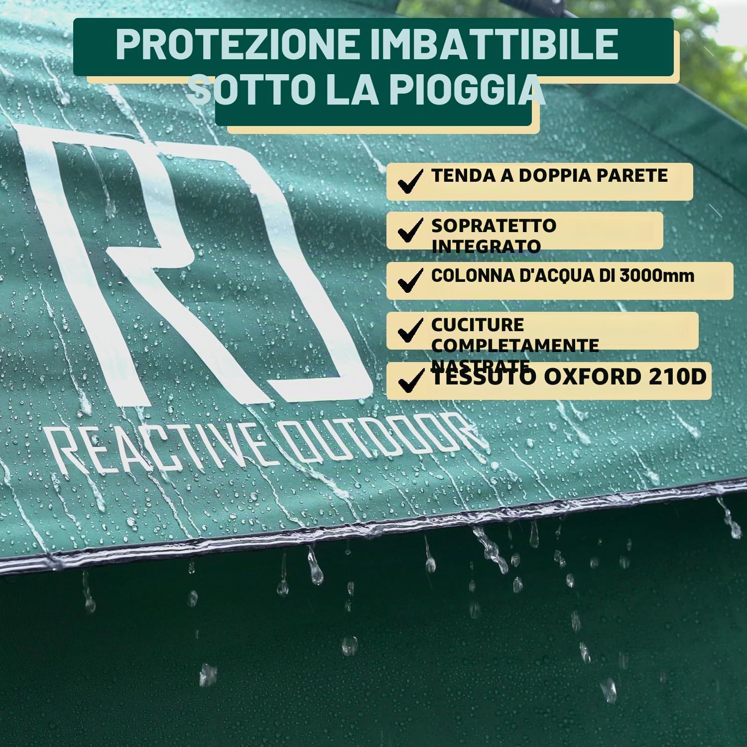 REACTIVE OUTDOOR Second 3 Sec Instant Pop Up 2-3 Easy And Quick 1 Person Setup Waterproof Double Layer Outdoor Camping Tent, Tenda Unisex