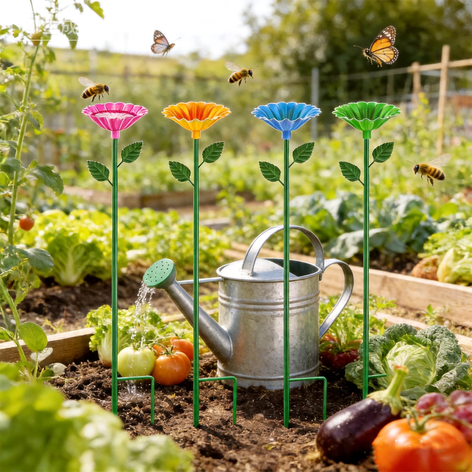 Abreuvoir pour Abeilles Jardin 4 Pièces, Distributeur d'eau pour Abeilles, Abreuvoir À Abeilles, Mangeoires D'abeilles en Métal, Décoration Extérieur Cadeau Jardinage