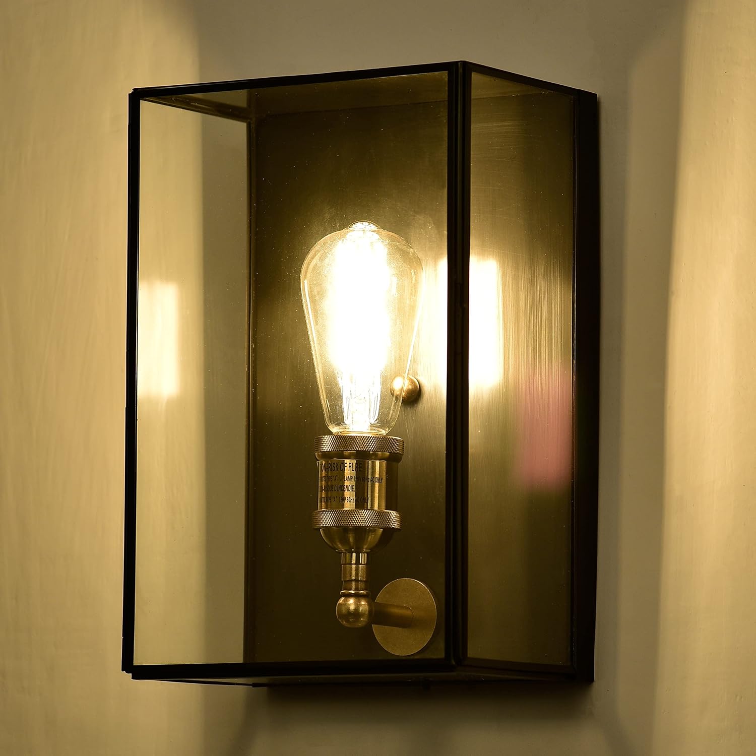 c cattleya Outdoor Wall Light Fixture, Brass Exterior Wall Lantern Sconce, Waterproof Outdoor Wall Mount Front Porch Light with Unique Door Design for Garage Garden Patio Staircase Balcony