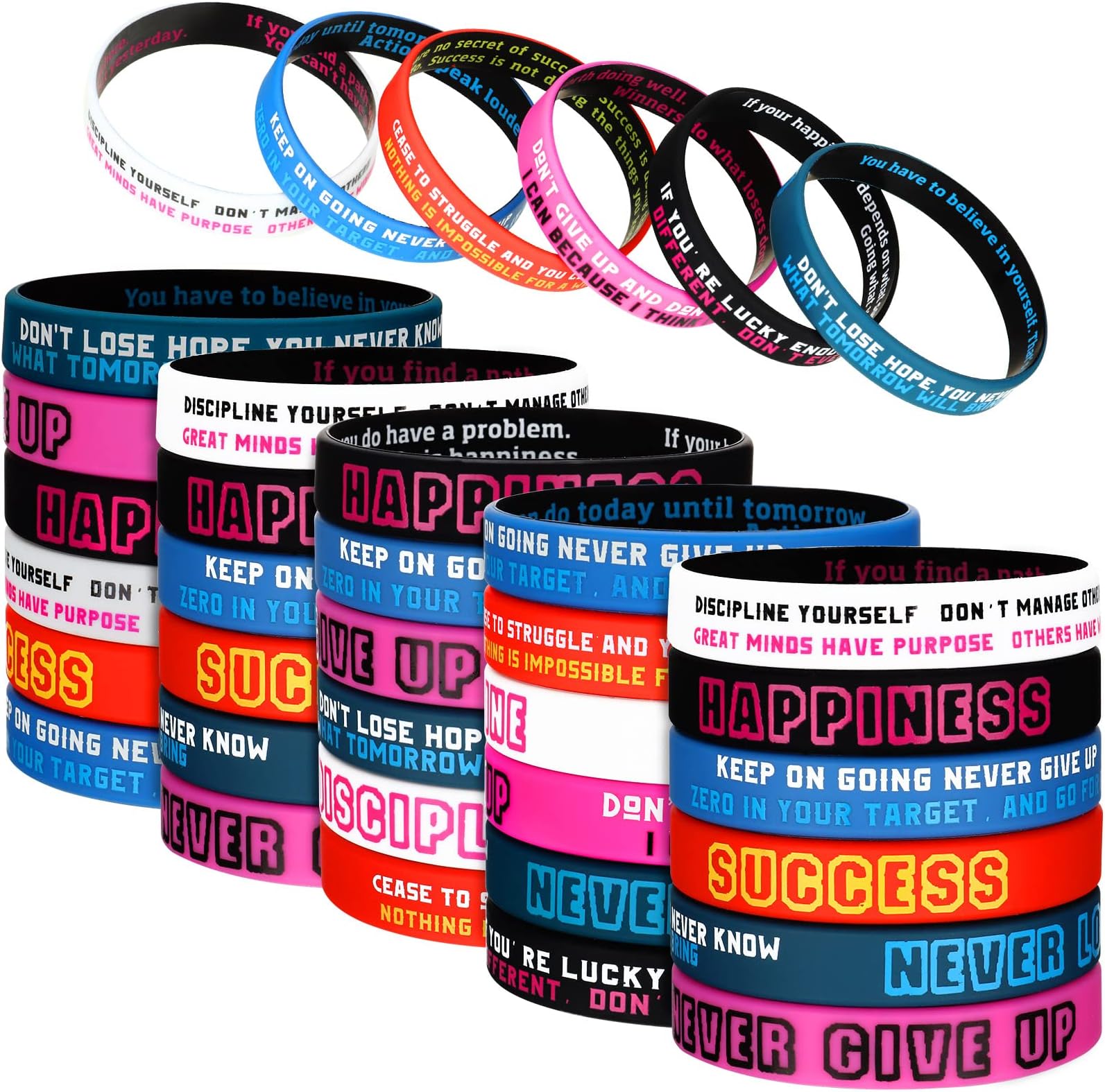 ZIQON 12 Pcs Inspirational Rubber Bracelet Motivational