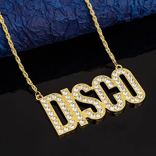 Miniatura 2 de Collar de discoteca hippie para hombre, traje de discoteca de los años 70, cadena dorada, accesorios de discoteca de moda para fiestas de los años