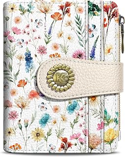 Kelvoris Vibrant Floral Small Rfid Women Wallet Bifold Zipper Coin Pocket