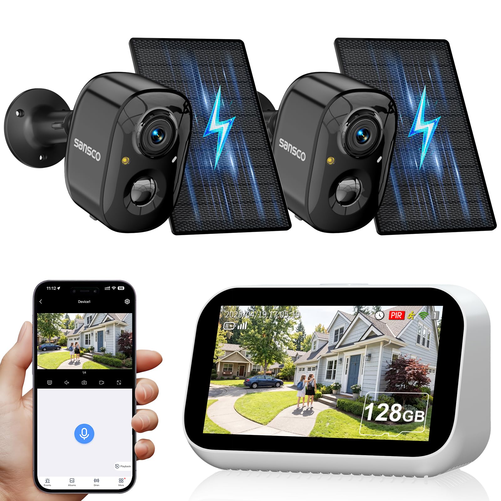 SANSCO Wireless Solar Security Cameras,2+4MP WiFi Outdoor Cameras with 4.39" Mini Wireless NVR kit,PIR Motion Detection,Night Vision,5G & 2.4G WiFi-picture-31