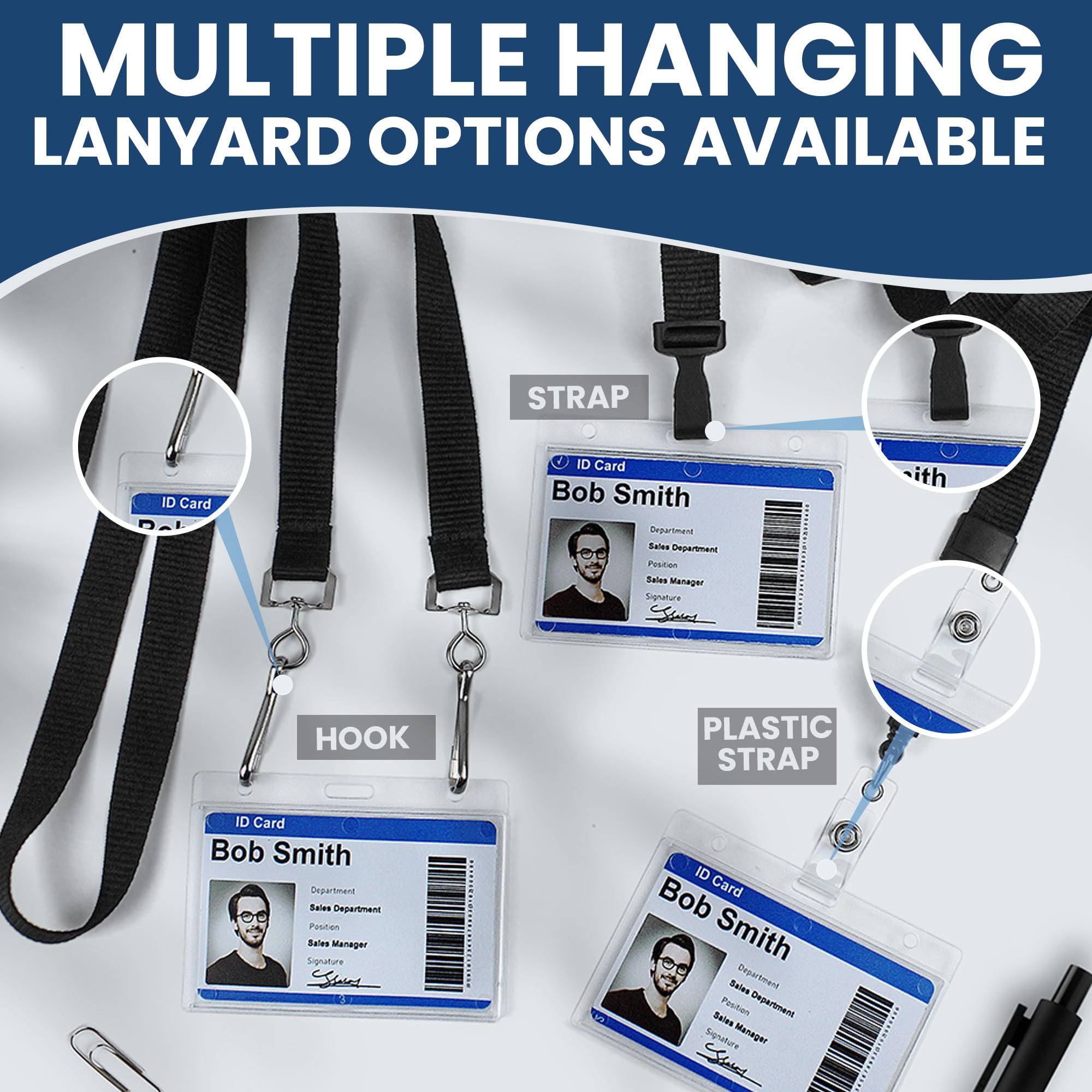 Badge Holder Horizontal,3Pcs Soporte Tarjetas Transparente De Plástico Duro,Porta Tarjetas Identificativas Vertical,Vertical Y Horizontal Tarjetas De Identificación,Tarjetas Con Ranura Para El Pulgar