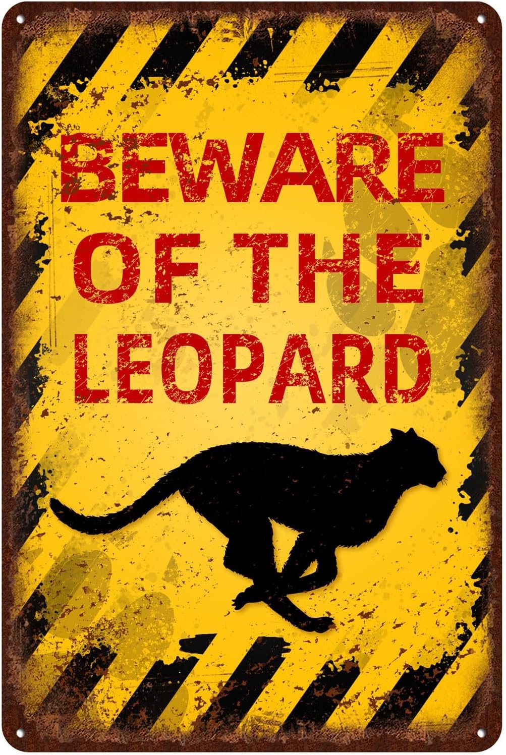 Liantsh 15 Vintage Leopard Metal Sign Beware Of Leopard Aluminum Sign Funny Beware Animal Decor 12X8 Inch