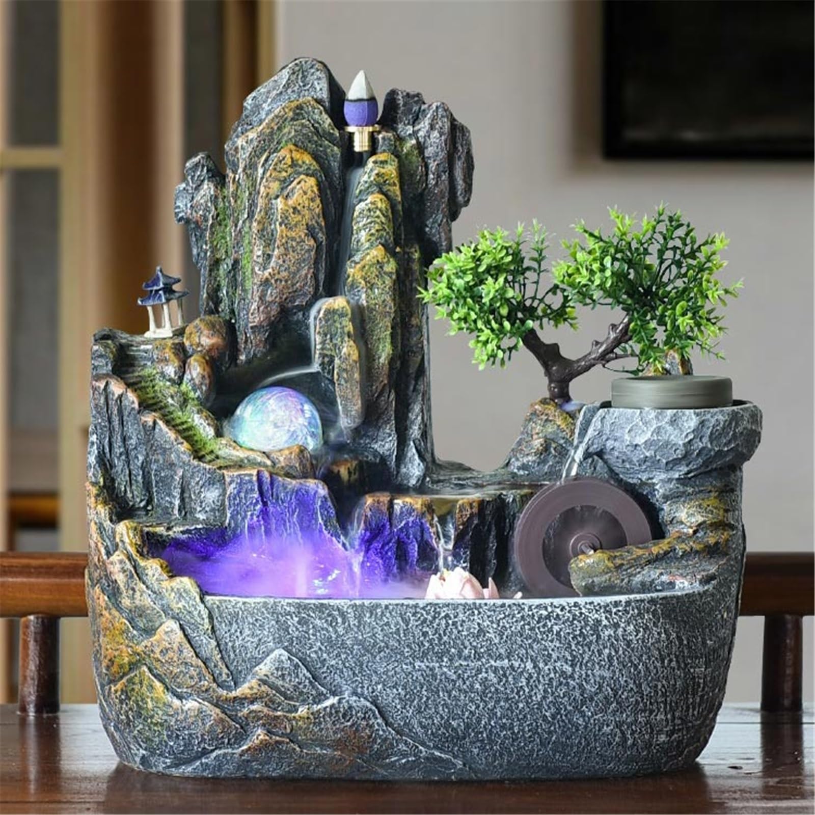 Relajación Fuente de Mesa con Arroyo de rocalla, Cascada de meditación Interior for el hogar y la Oficina Decoración Zen(Medio)