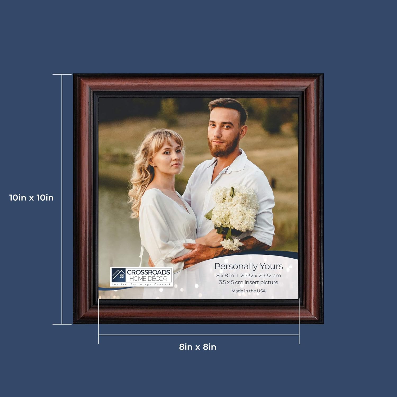Crossroads Home Décor Picture Frame Set, Multi Pack, 2-8x8, for Instagram Photo Wall Gallery with Glass Picture Frame, Use for Picture Frames Collage with Your 8x8 Picture Frames - Walnut