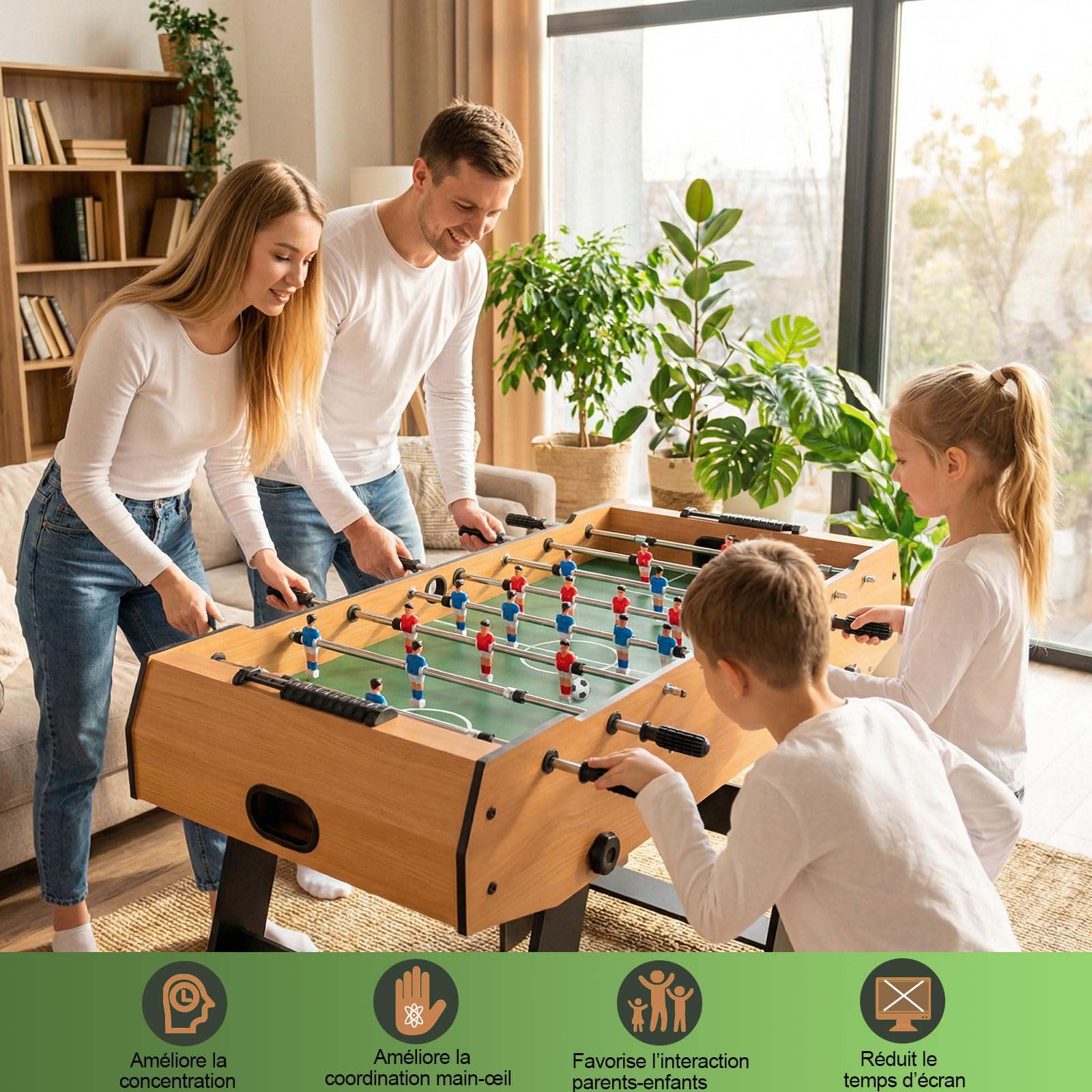 Table de babyfoot Pliable, Accessoires complets – pour Adultes, Enfants et Toute la Famille.