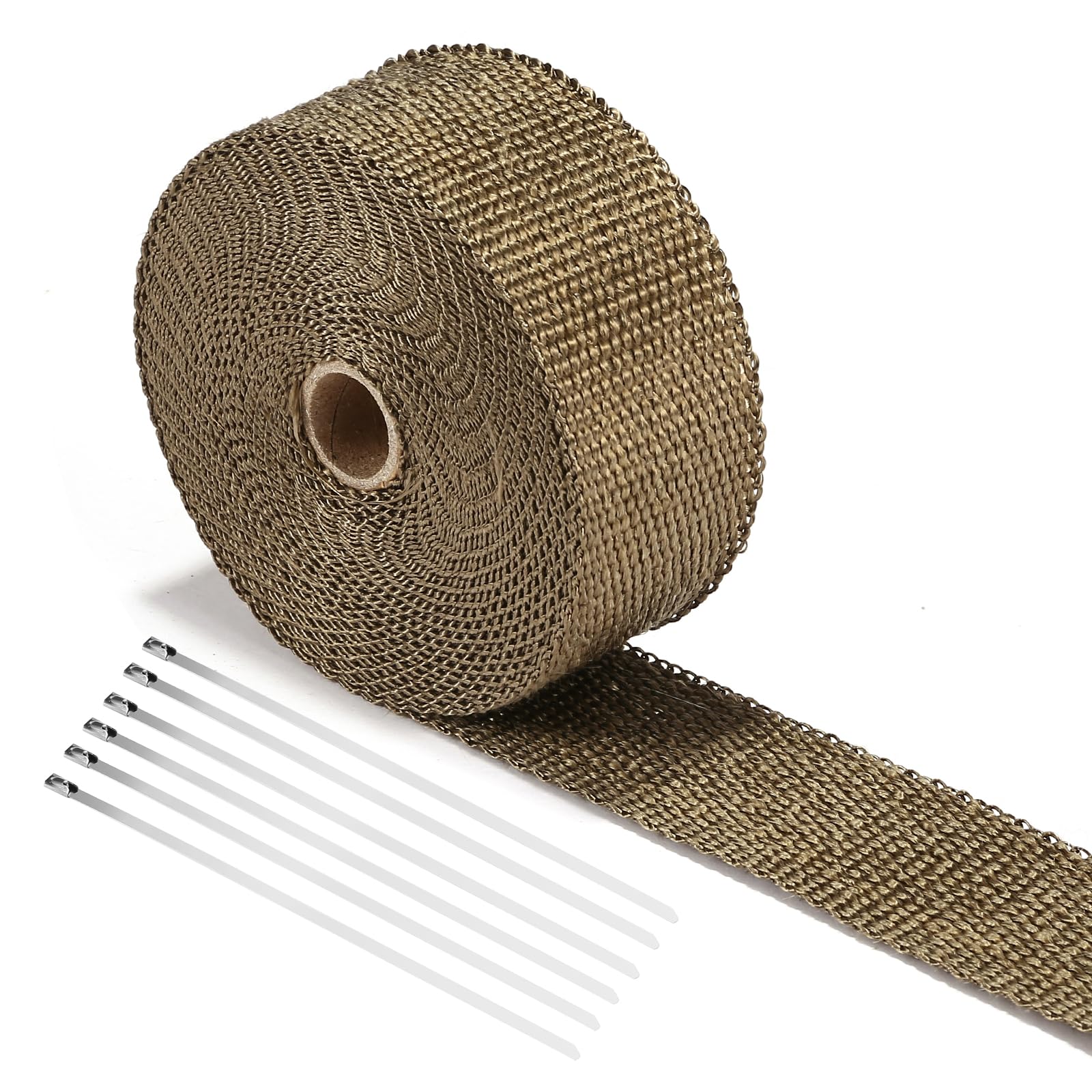 LIHAO Nastro Termico Isolante in Fibra di Vetro, Lunghezza 10 metri per Vano Motore Tubi di Scarico + Kit di 4 Asticelle