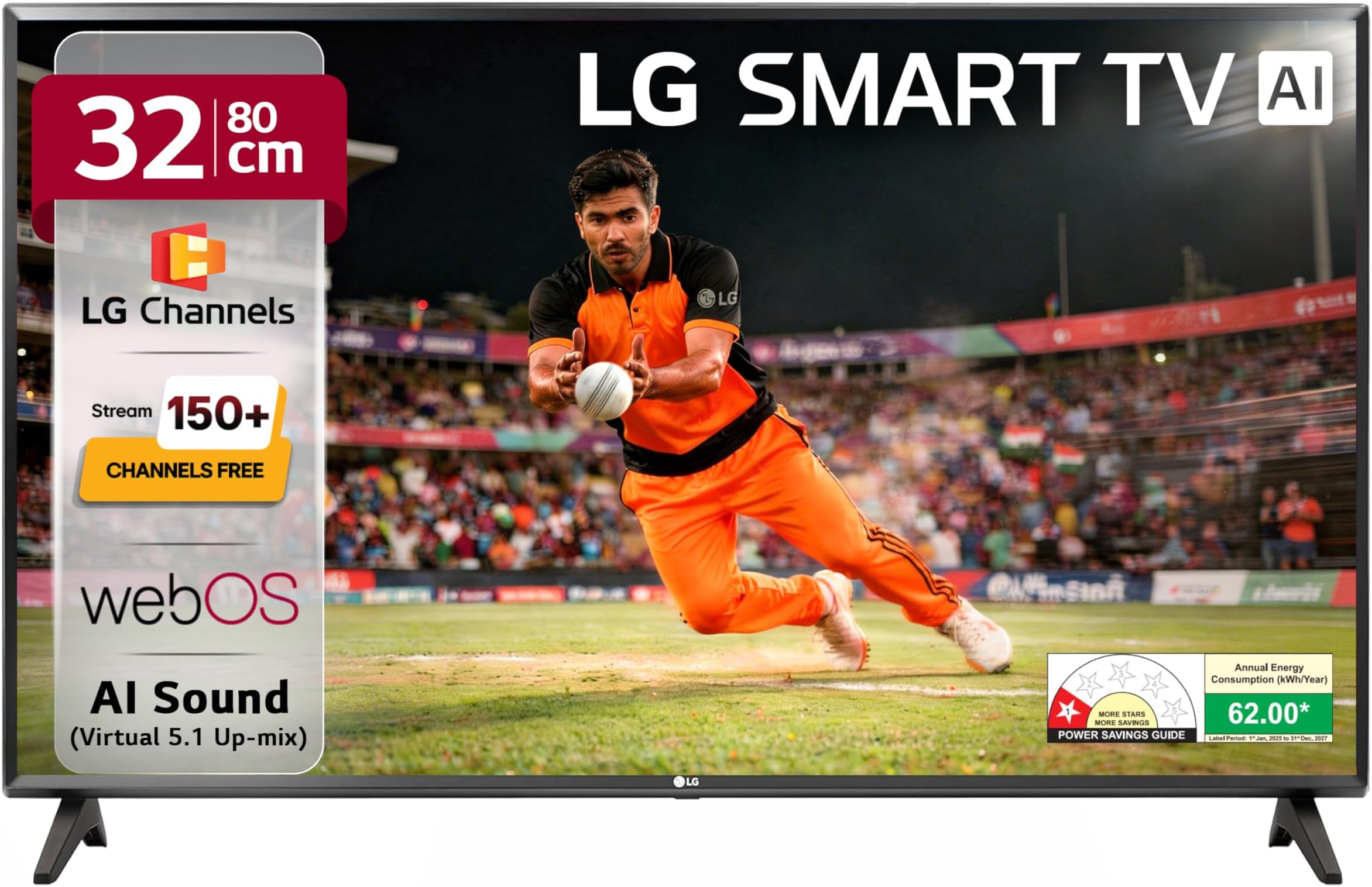 LG 80 cms (32 inches) LR600 AI Series HD Ready Smart webOS LED TV 32LR600B6LC