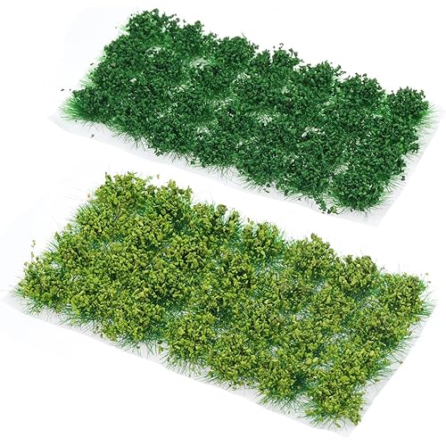 Miniature Green Tufts Static Bushy Grass Tuft Model Lowland Shrubs Scenery Model for Miniature Landscape Gaming Terrain (2 Color)