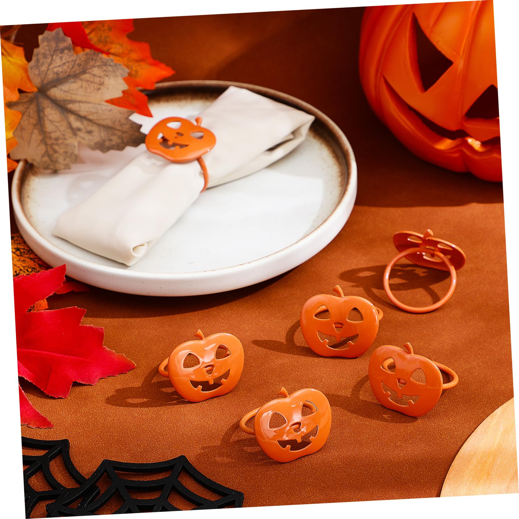 12pezzi Portatovaglioli a Forma Di Cranio Arancione Anelli Per Tovaglioli Decorativi Per Feste Di Halloween Per Ristoranti e Hotel Confezione