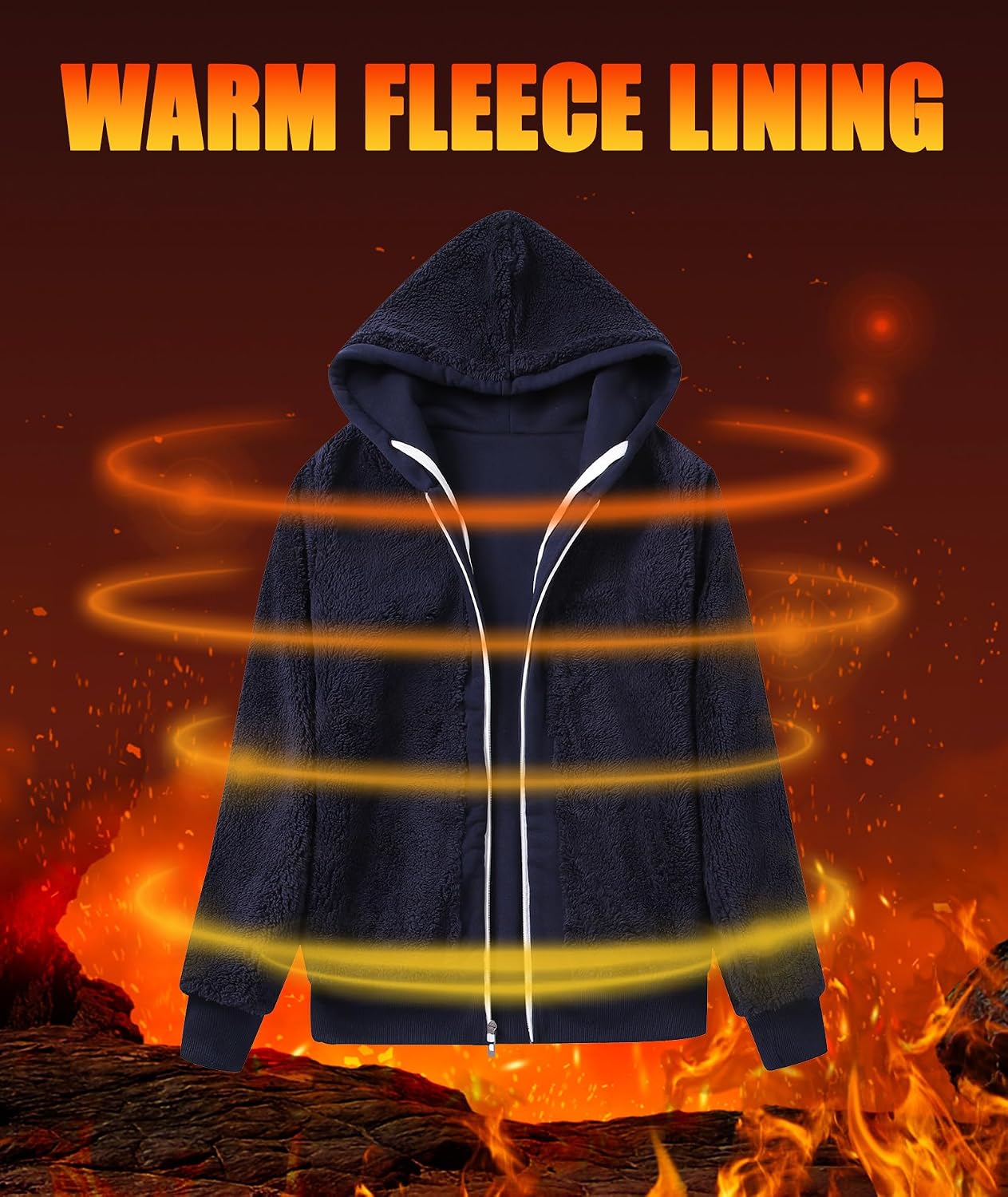 GEEK LIGHTING Womens Zip Up Hoodie Fleece Lined Jacket Sherpa Lined Sweatshirt Warm Winter Fashion Coat for Women