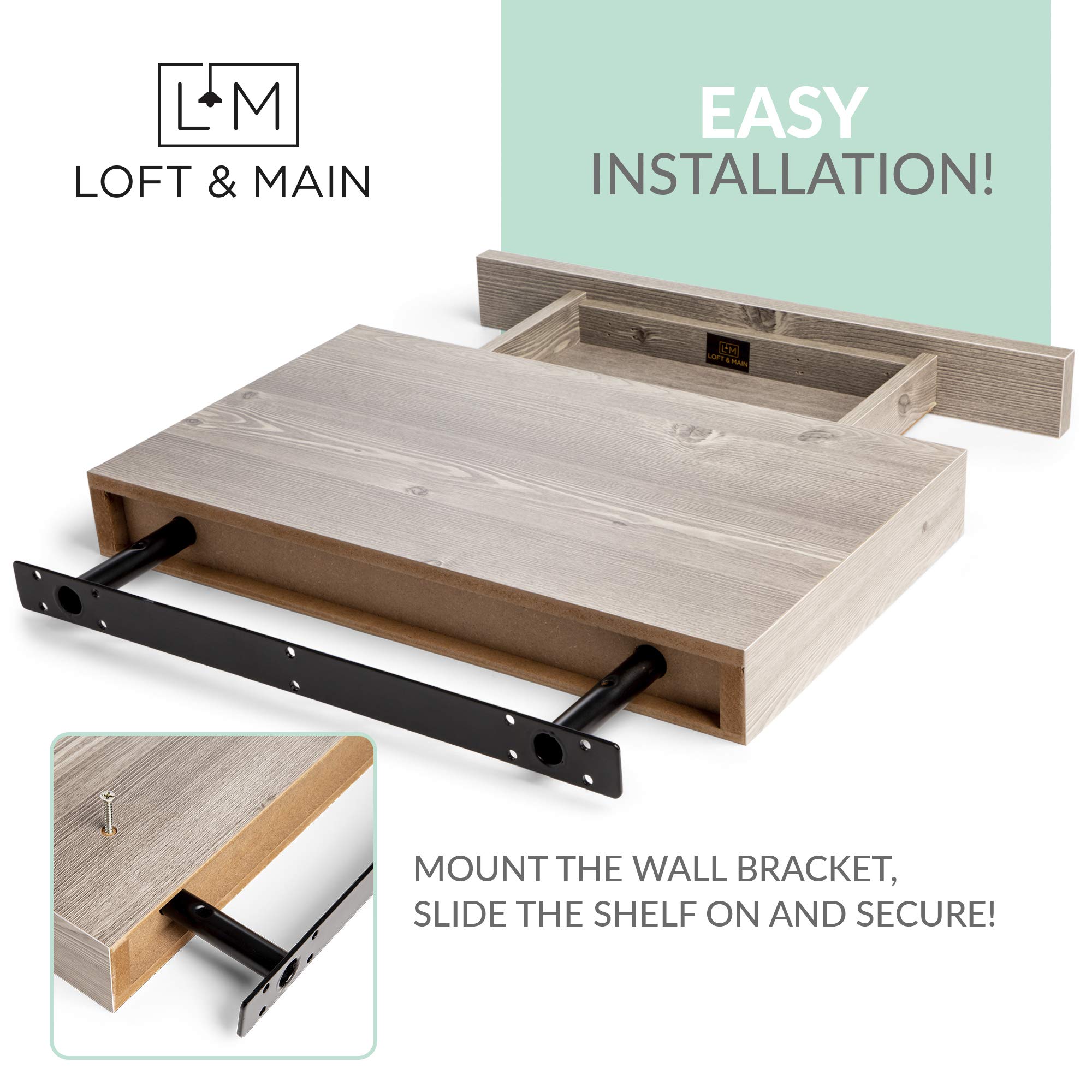 Buy Floating Shelf with Drawer, Floating Nightstand for Bedroom 16