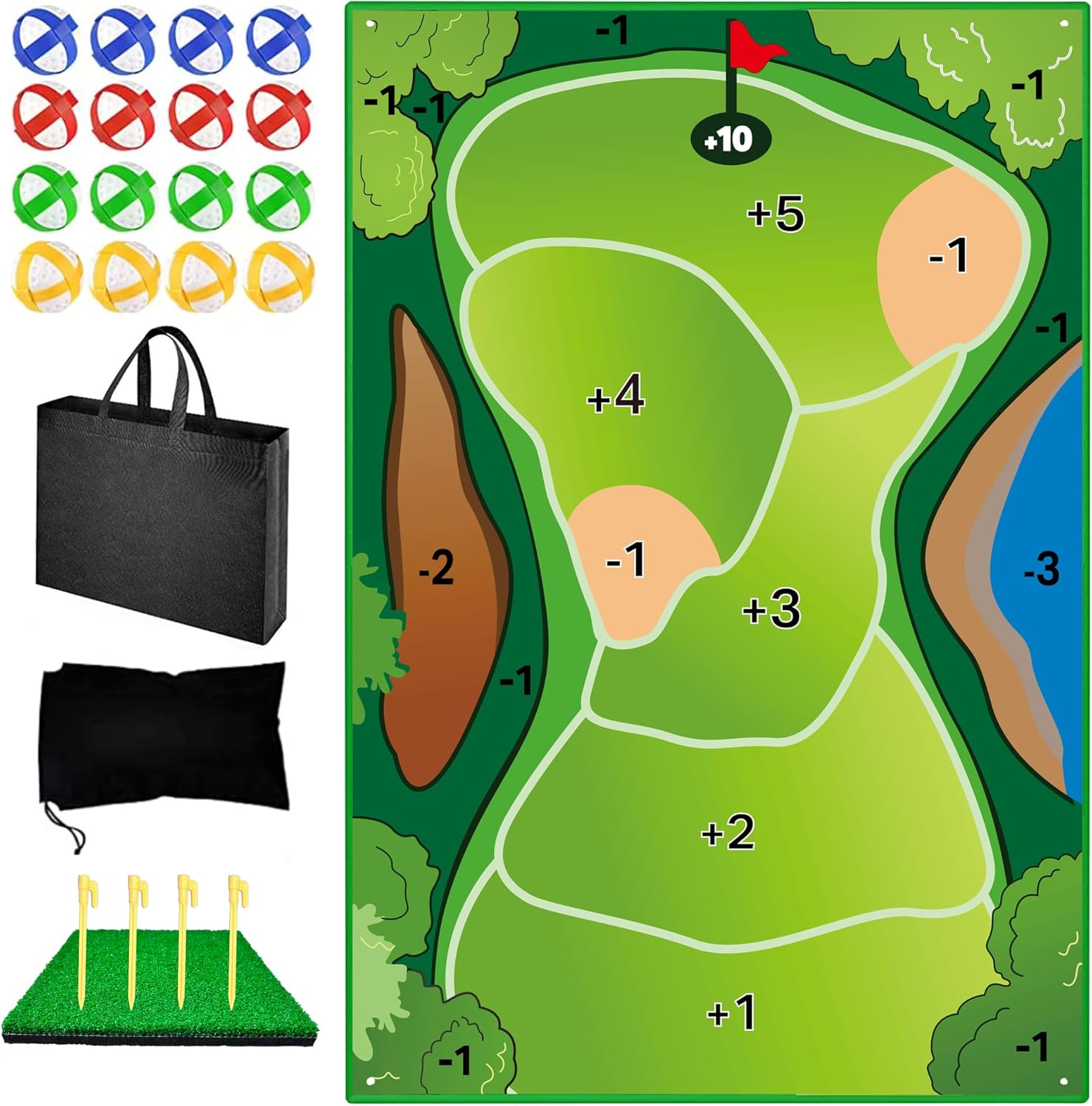 Chip N Stick Golf Game, 6x4 Ft Velcro Golf Chipping Game Upgrade Felt