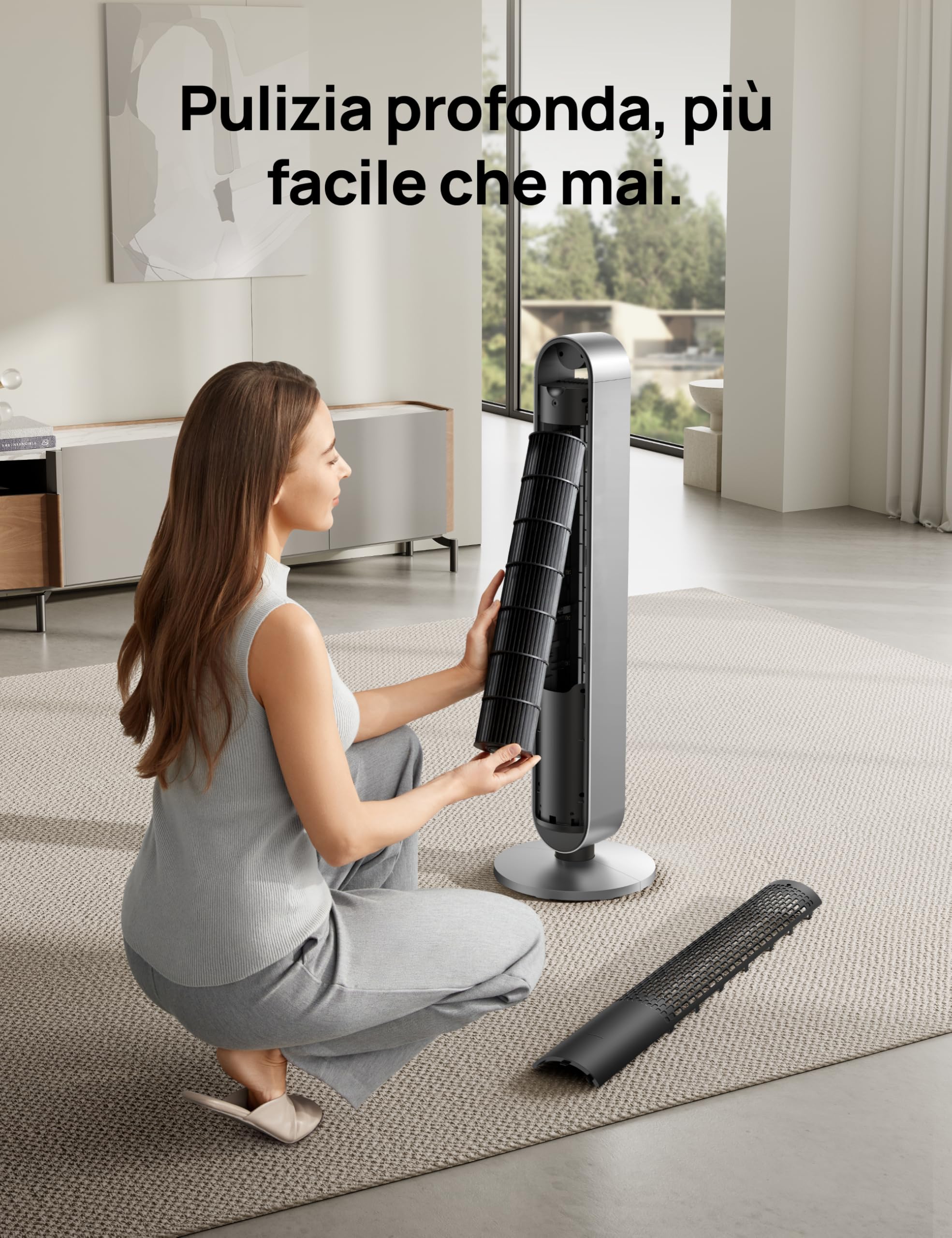 Dreo 25dB Ventilatore a Torre con Telecomando, 12 Velocità 4 Modalità di Ventilazione Con Timer 12 ore, oscillante a 120°, ventilatore di raffreddamento silenzioso con velocità di 8.53m/s, Potenza 36W