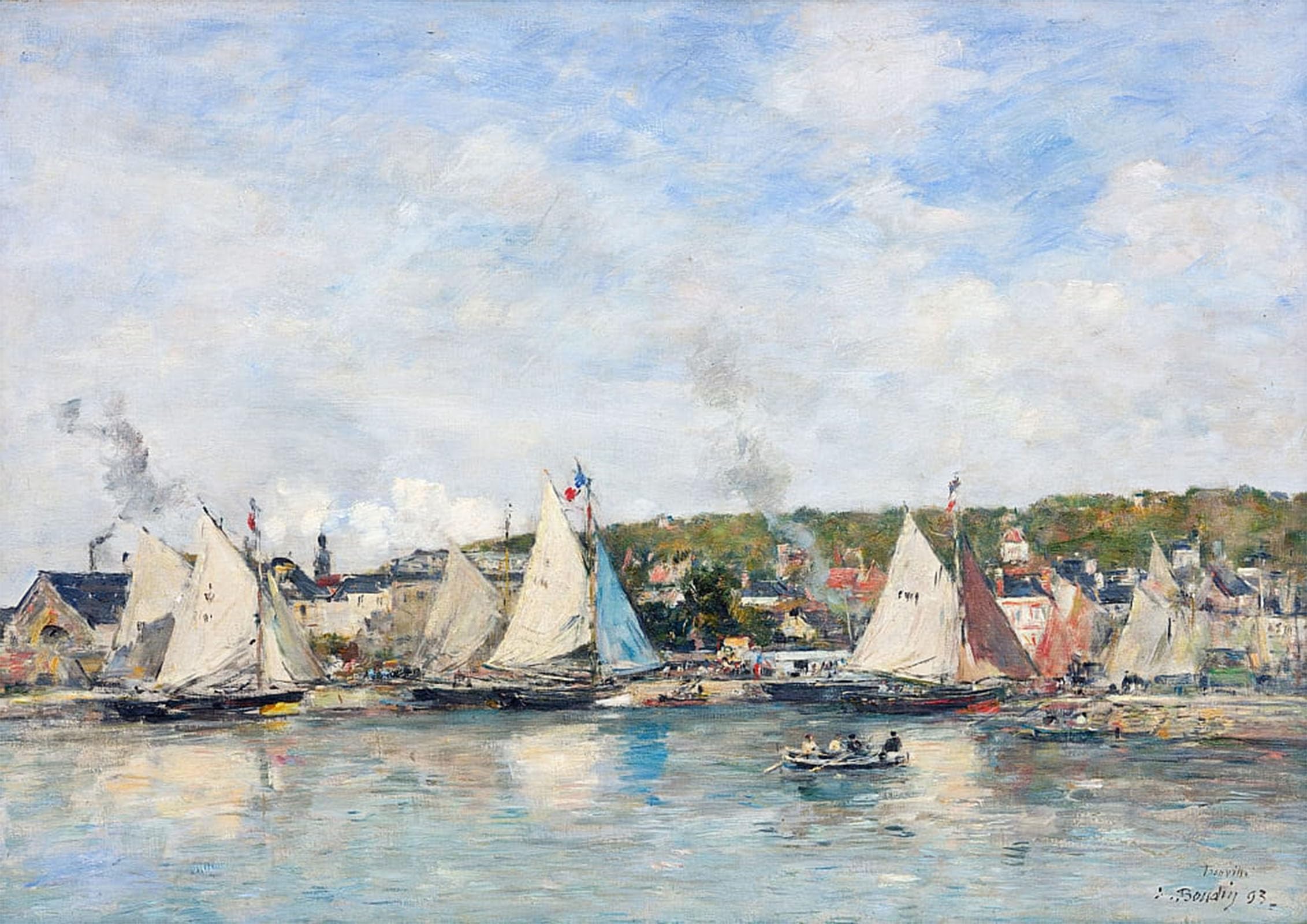 ARTXLXXBN Famous Painting Canvas Artwork Graffiti Print the Port of Trouville by Eugene Louis Boudin Portrait Canvas Image for Home Decor 60x90cm