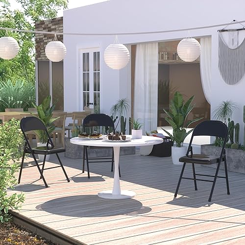 Miniatura 6 de VECELO Juego de 4 sillas plegables de metal, marco de acero con doble bisagra, fácil de plegar y apilar, para oficina, cocina, comedor, boda, patio