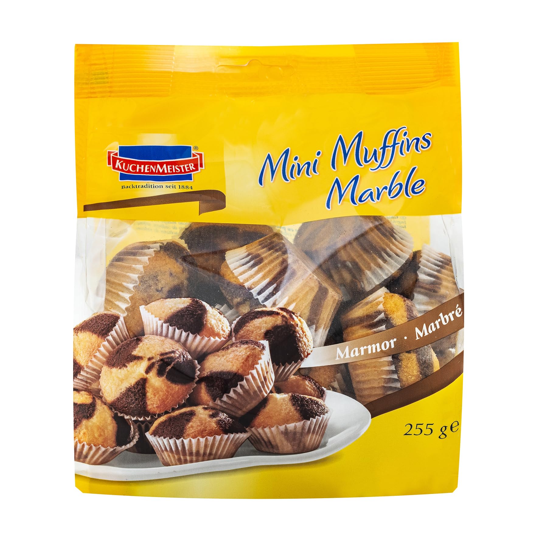 KuchenMeister Mini Muffins Marmor | im Beutel 255g | 8er Vorratspack | Locker, saftige Marmor Muffins | Mini Format | perfekt für zwischendurch & unterwegs | (8 x 255g)