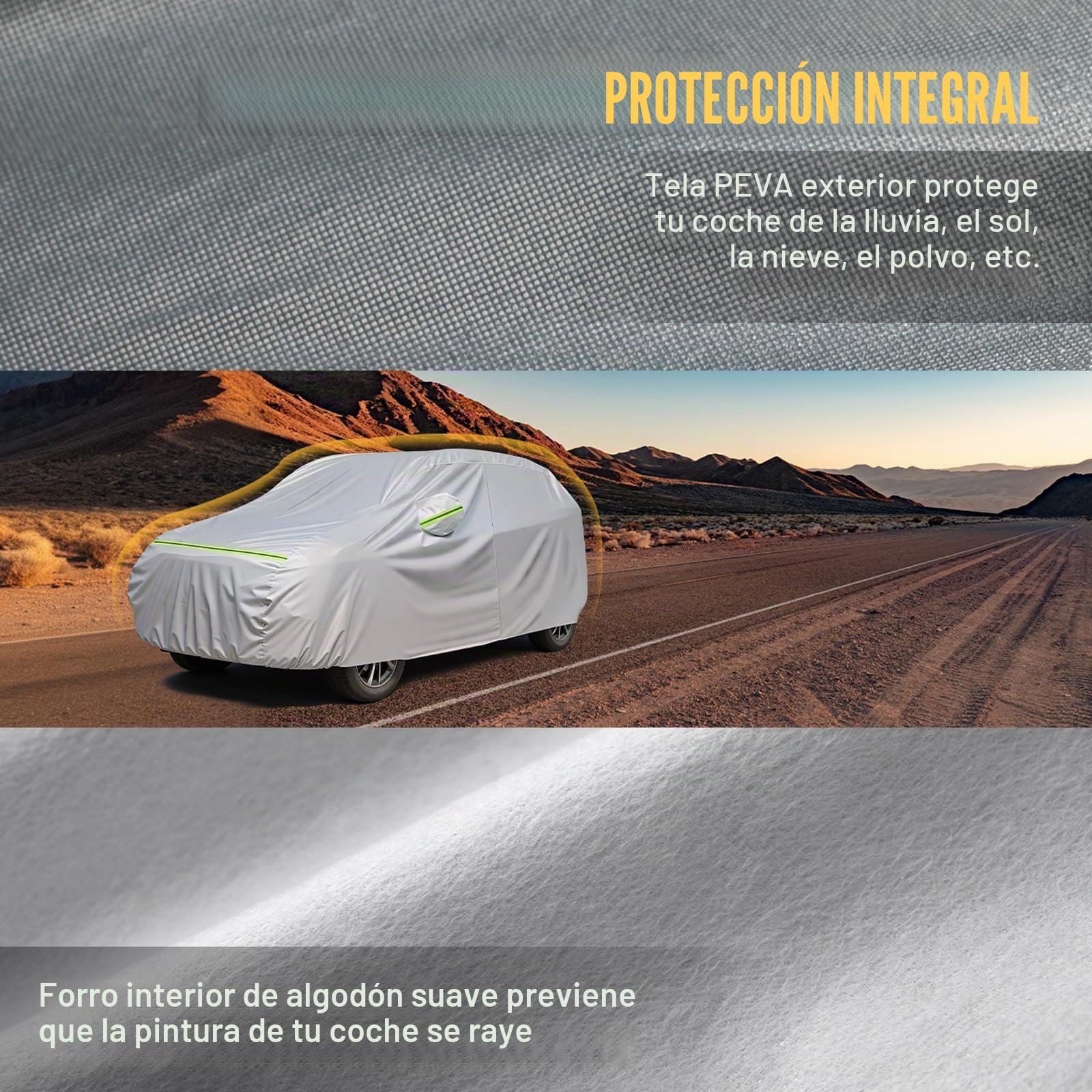 Favoto Funda de Coche Exterior Impermeable Transpirable Compatibles con Audi Q2/Q3 BMW X1/X2 Volvo XC40 Anti-UV Transpirable Resistente al Polvo Lluvia Rasguño Nieve al Aire Libre Plateado