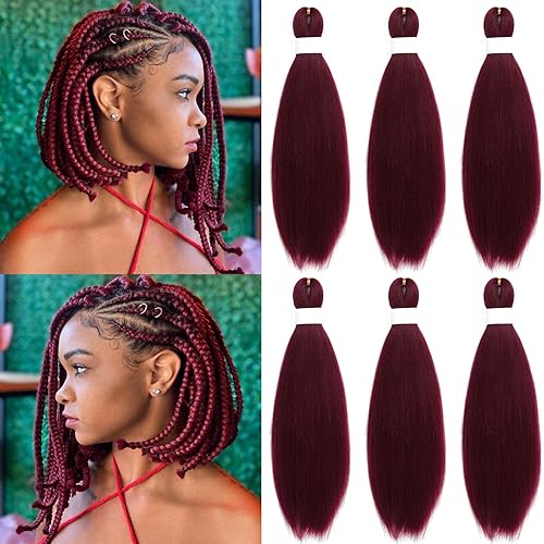 Pelo trenzado Kanekalon preestirado sin nudos color burdeos, 16 pulgadas, extensiones de cabello de color para trenzar, micro trenzas preestiradas,