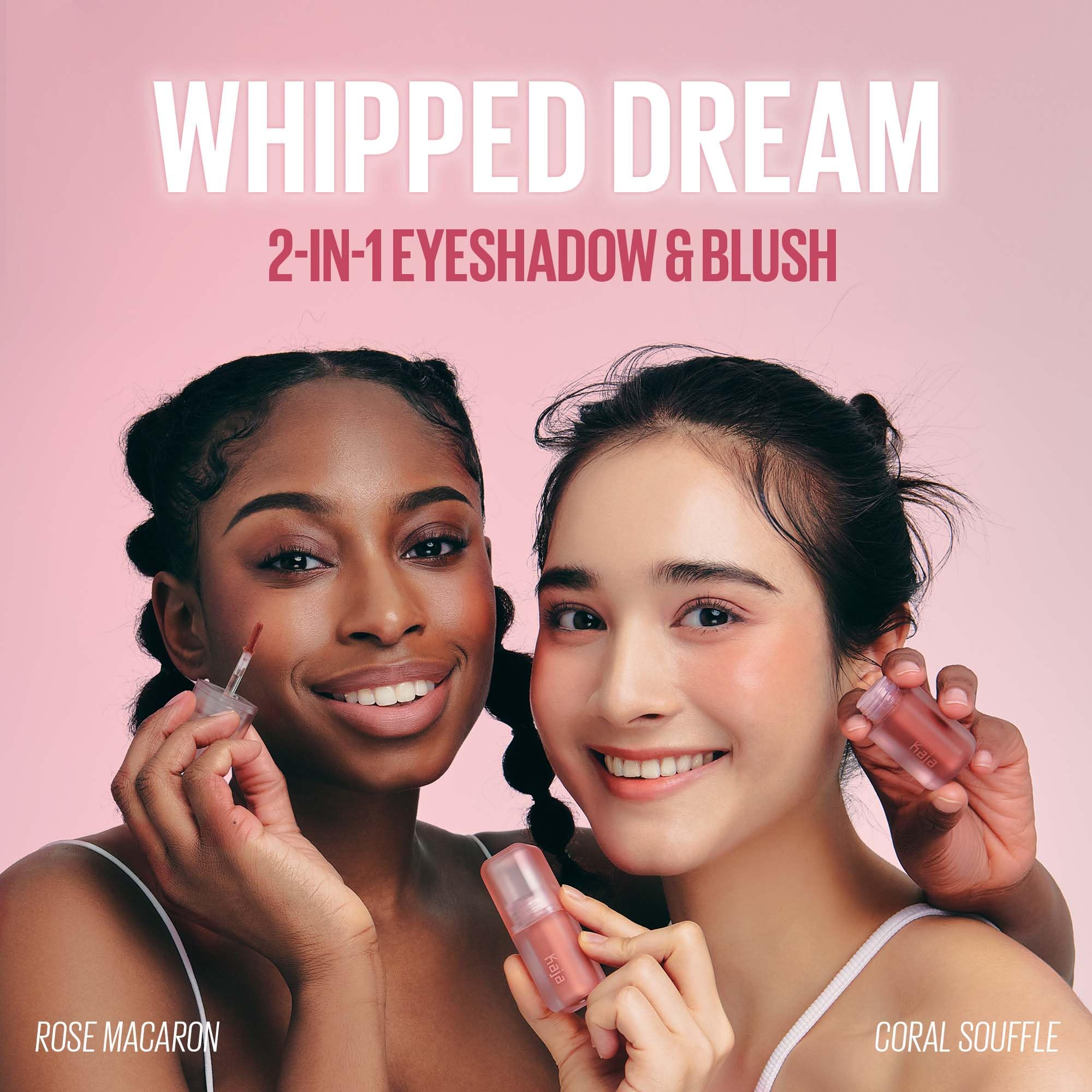 Sombra de ojos líquida multiusos y rubor - Whipped Dream | con aceite de semilla de algodón, 4 tonos, construible, mezclable, acabado semimate aireado, 01 Soufflé de coral, 0.17 onzas 4