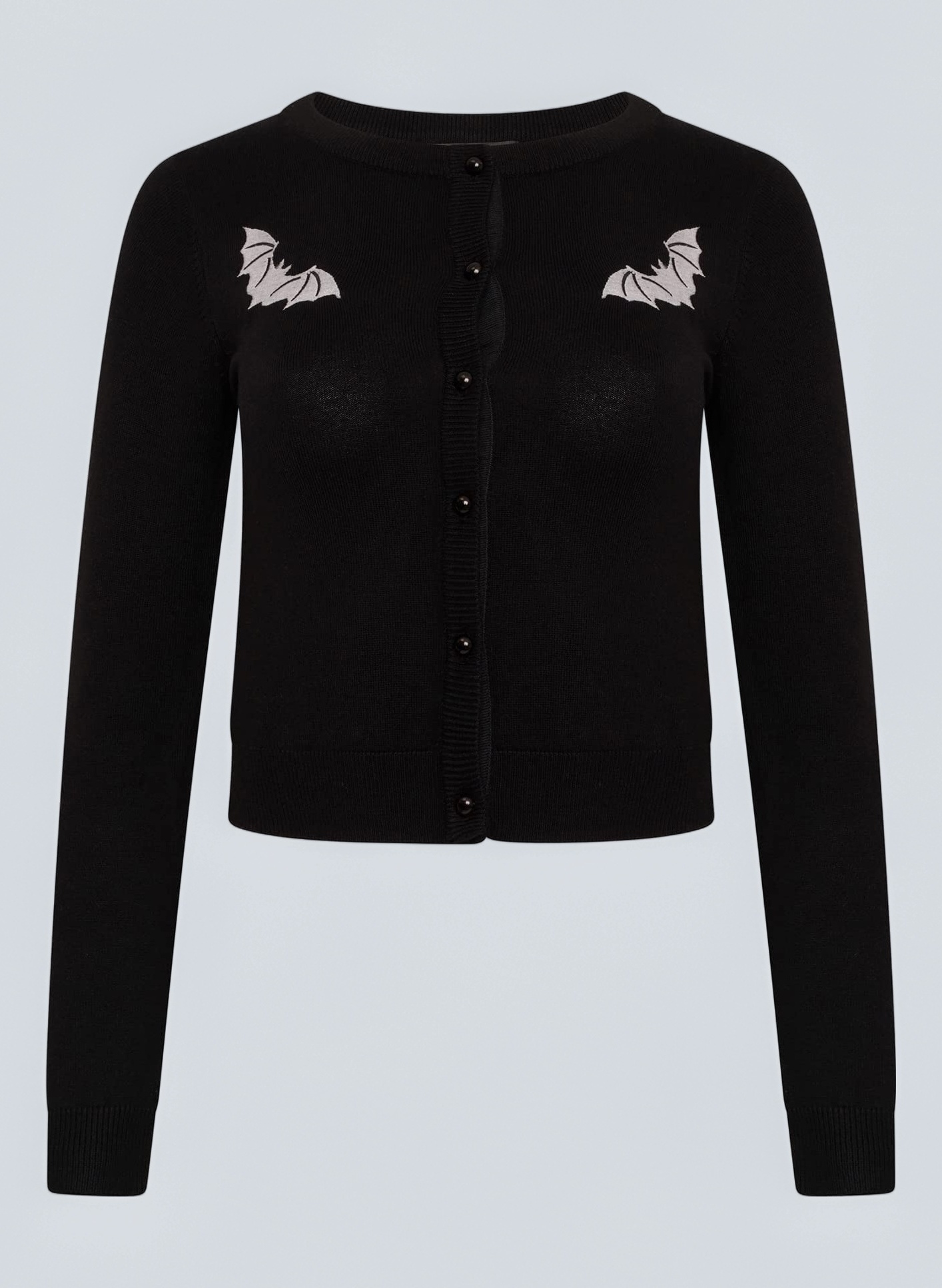 Ro Rox Marya Cardigan Gothic Bat Embroidery Goth Knit Knitted Long Sleeve