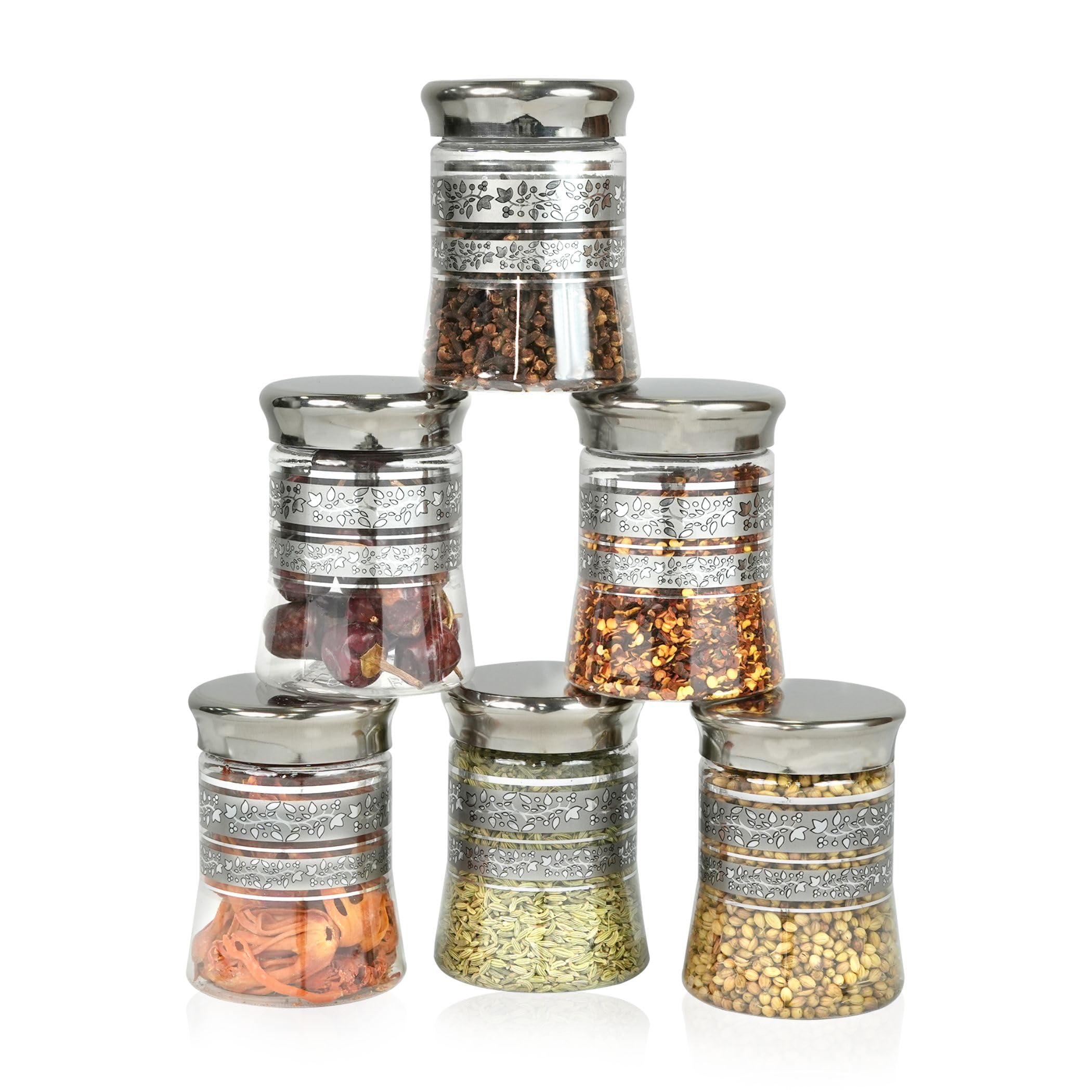 Steelo Belly Container | Kitchen Organiser Air Tight Container Set | Multipurpose Jar|US FDA Approved | PET Food Grade Heavy Duty Material | BPA Free (Silver, 125 ML, Pack of 6)