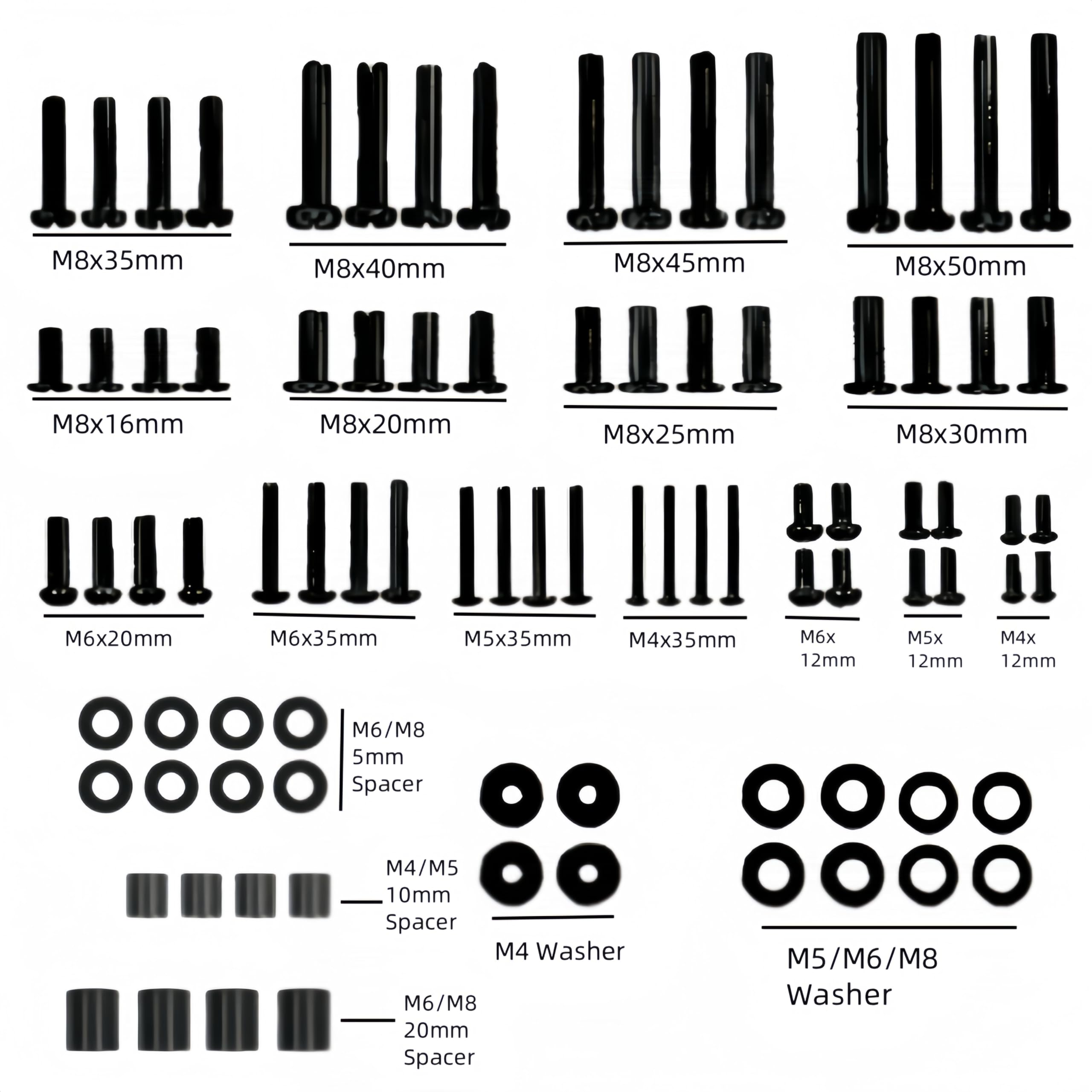Universal TV Mounting Hardware Kit, TV Bracket Screws, Includes M4 M5 M6 M8 Screws Washers & Spacers - Image 2