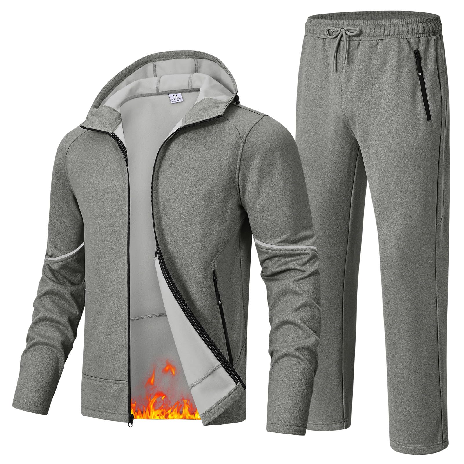 rdruko Men's Fleece Track Sweat Suit 2 Piece Set Hooded Winter Warm Up Jogging Tracksuit Sweatsuit Sets-picture-14