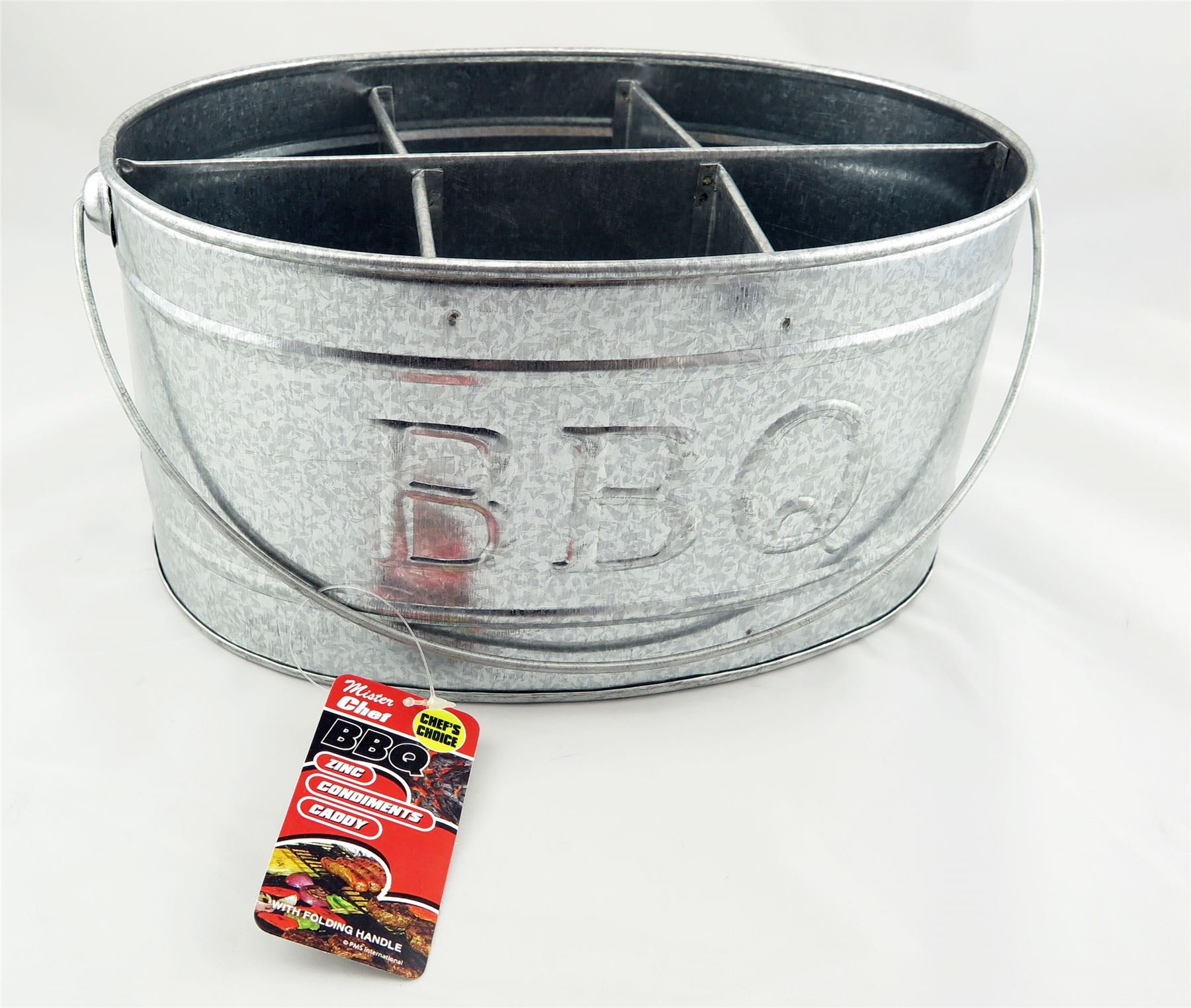 PMS ZINC BBQ CONDIMENTS CADDY WITH HANG TAG