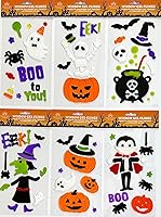 Vista 15 de Vinilos de gel de otoño para ventanas y espejos - 6 hojas de diseños de temporada reutilizables: espantapájaros, follaje, tractor, calabazas