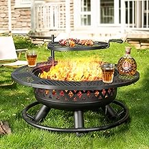 36 Inch Fire Pit with Grill, Wood Burning Fire Pit...