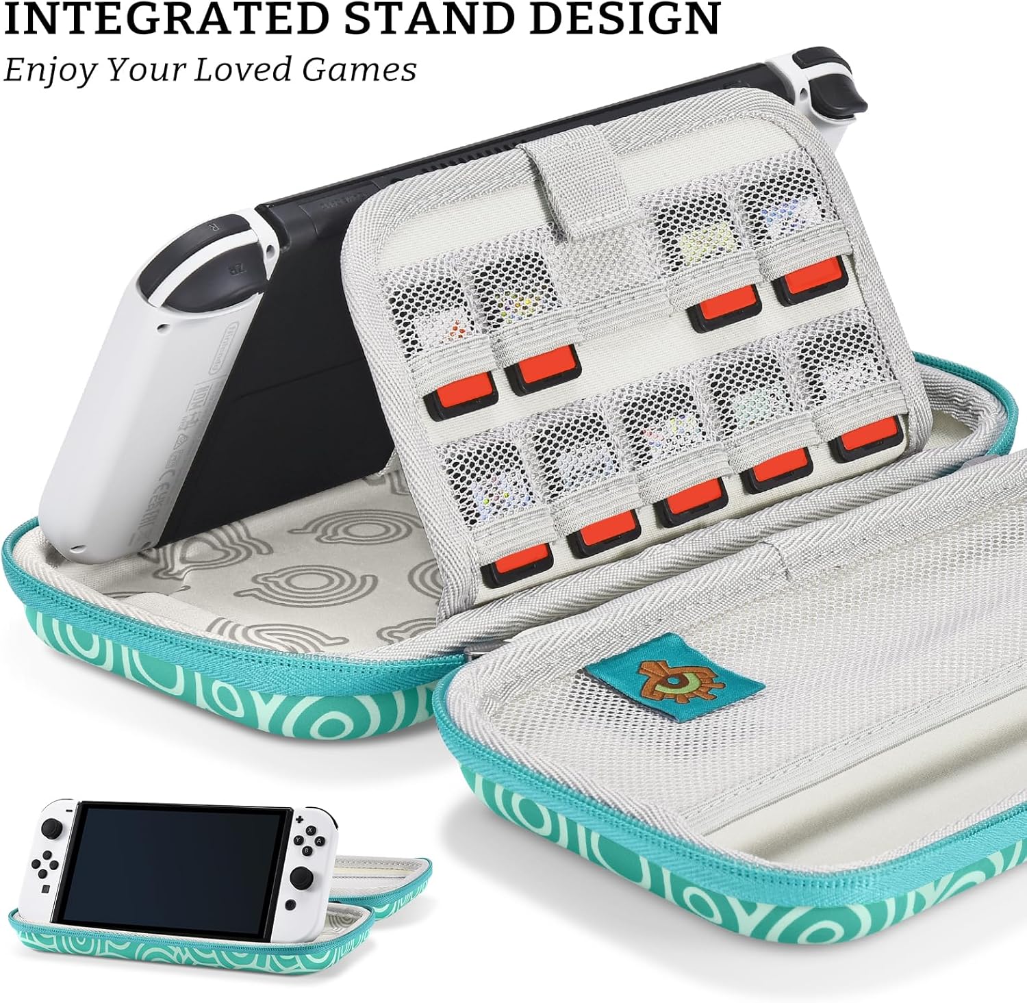 FUNLAB Switch Case Compatible with Nintendo Switch/OLED/Lite, Portable Carrying Case with 10-Game-Card Slots & Accessories Storage - Turquoise - Image 5