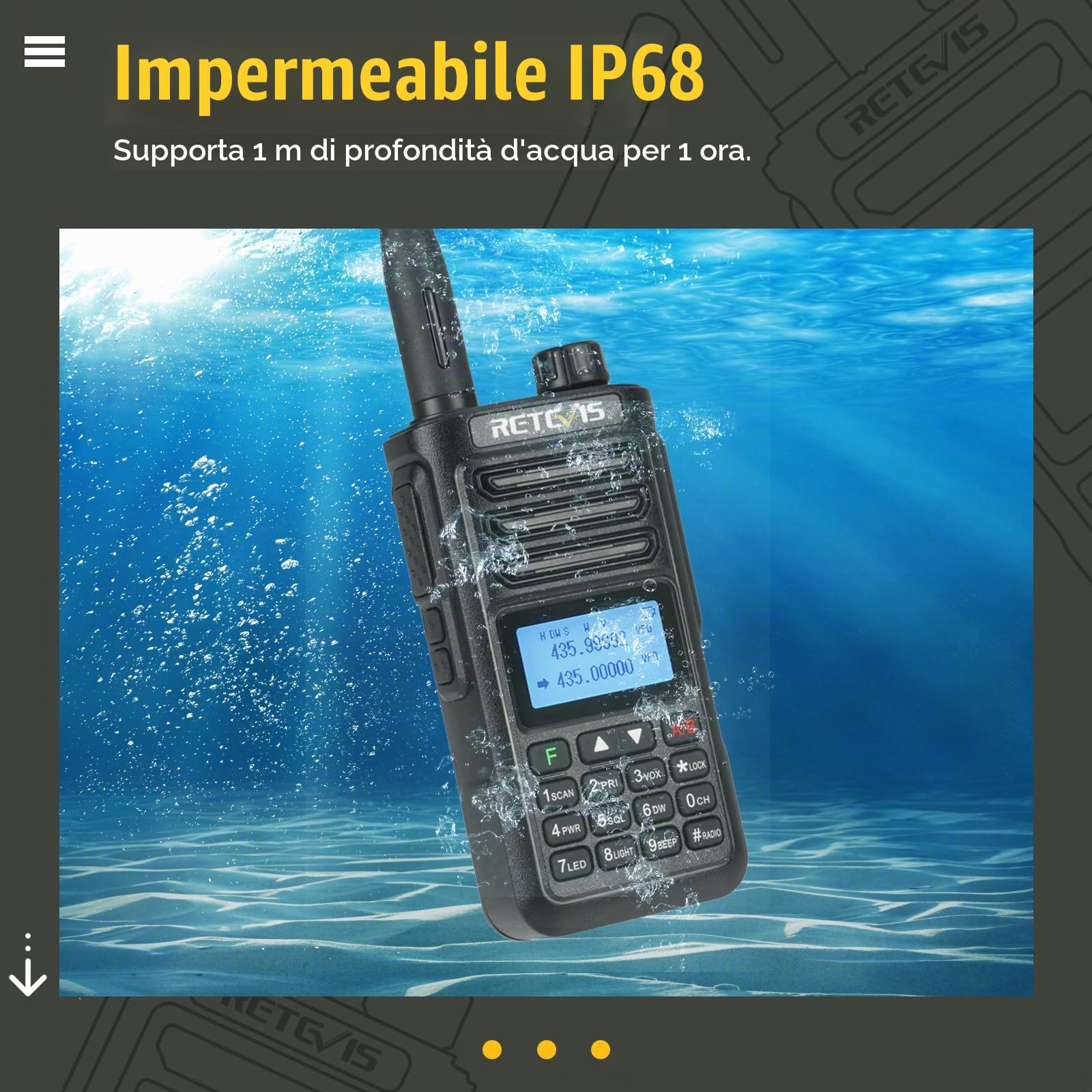 Retevis RA89 Ricaricabile Trasmittenti, Intervallo Lungo Walkie Talkie | IP68 Radioamatoriale, VFO, Batteria 2500mAh, Ricaricabile di USB A-C per il Salvataggio di Emergenza