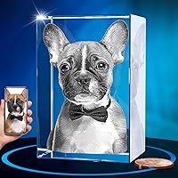 ArtPix3D Custom 3D Crystal Dog Memorial Photo - Personalized Laser Etched Keepsake for Pet Lovers & Owners